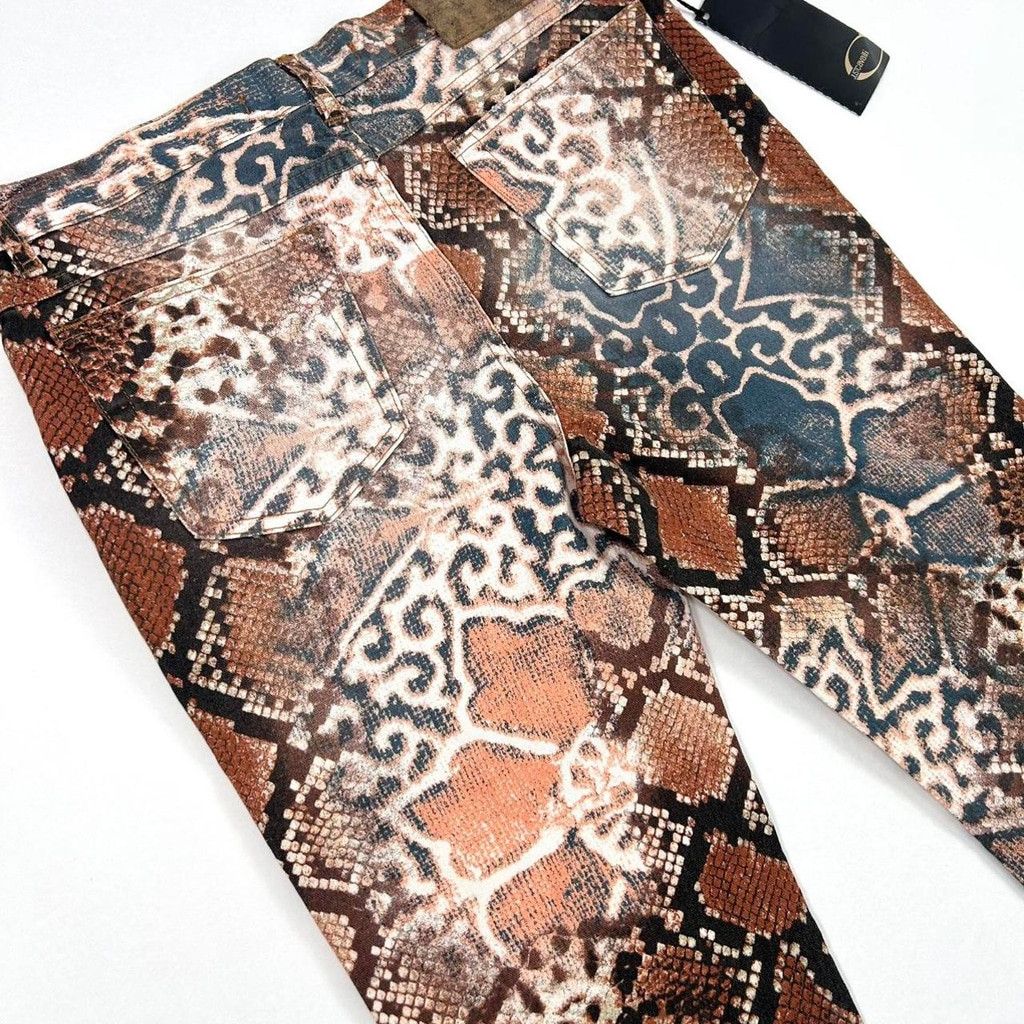 Just Cavalli NWT y2k Cavalli orange and blue snakeskin geometric jeans Size 30" / US 8 / IT 44 - 7 Thumbnail