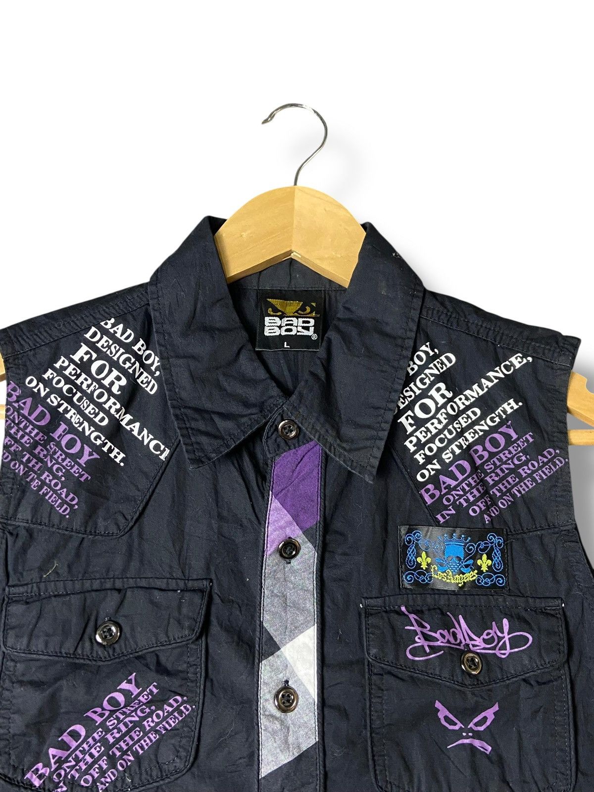 Japanese Brand Bad Boy Brand Sleeveless Button Up Shirt (149) Size US L / EU 52-54 / 3 - 3 Thumbnail