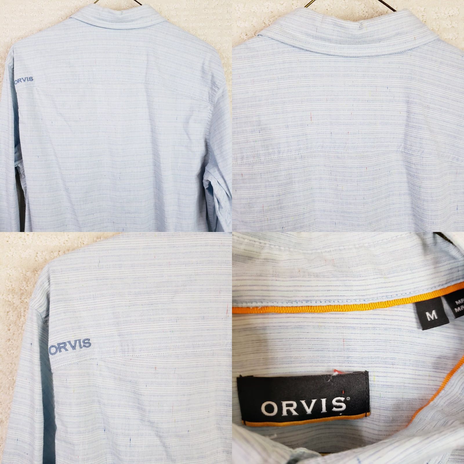 Orvis Orvis Button-Up Shirt M Heathered Blue Long Sleeve Embroidered Chest Pocket Multicolor Blended Cotton Size US M / EU 48-50 / 2 - 8 Thumbnail