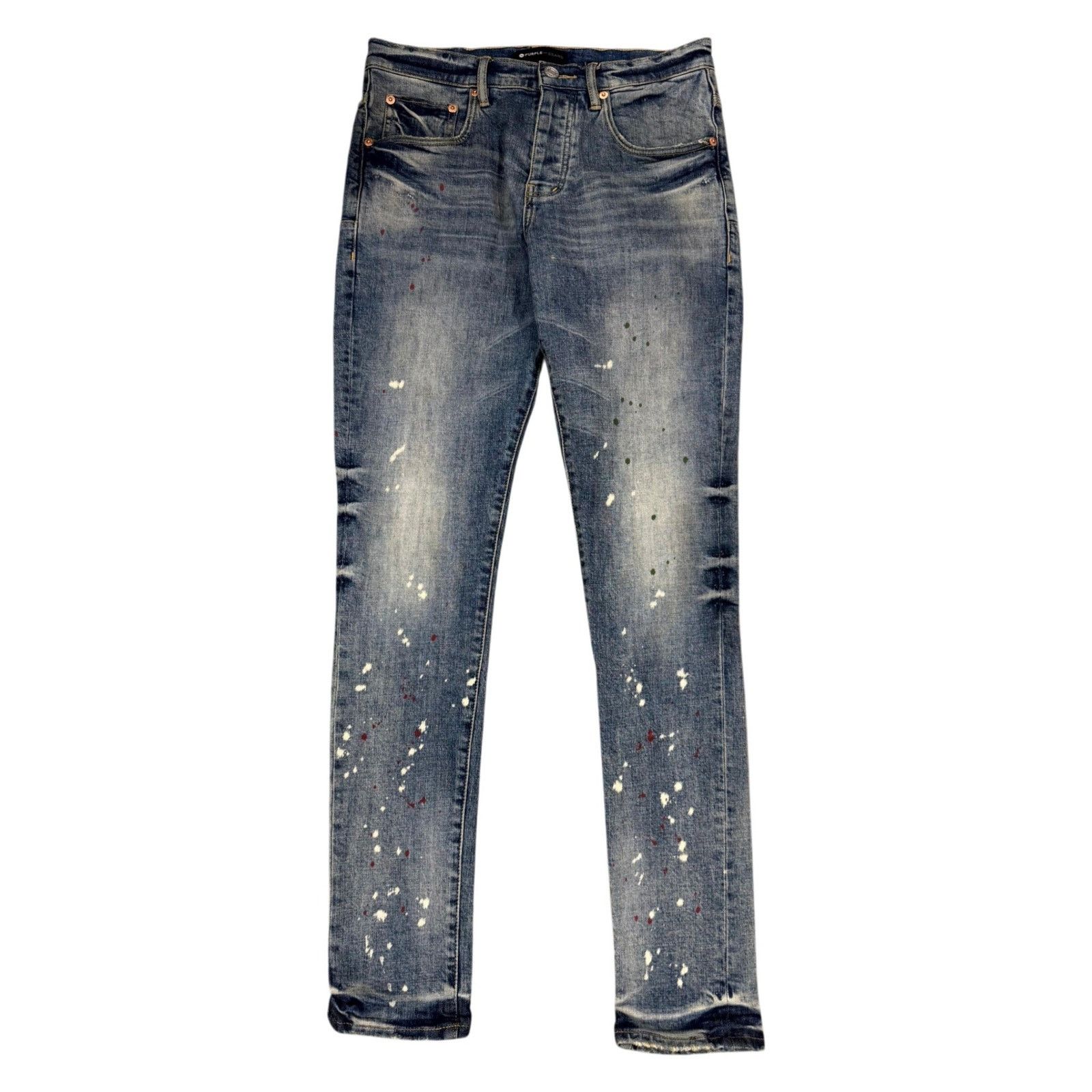 Purple Brand Purple Brand Paint Splatter Light Wash Jeans Size US 29 - 1 Thumbnail