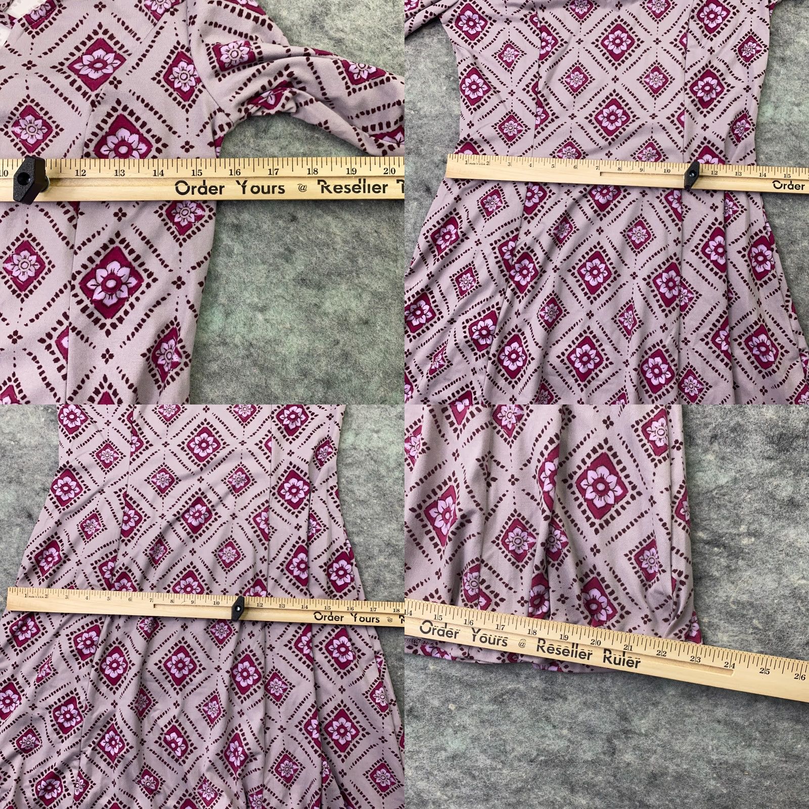 Vintage Mudd Purple Dress Women's Short Sleeve Fit & Flare Mini Floral Long Sleeve Medium V-Neck Casual Dress Size M / US 6-8 / IT 42-44 - 8 Thumbnail