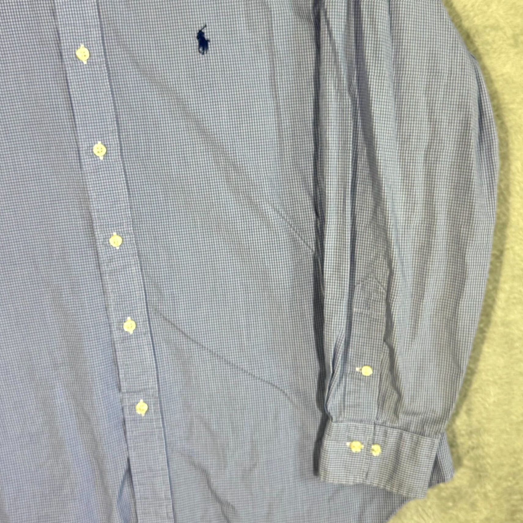 Polo Ralph Lauren Polo Ralph Lauren Andrew Men’s Dress Shirt Blue 100% Cotton Dress Shirt Andrew Classic Tailored Long Sleeve Button Front Cuffs Barrel Cuff Mens XS-XXL Size 46R - 5 Thumbnail