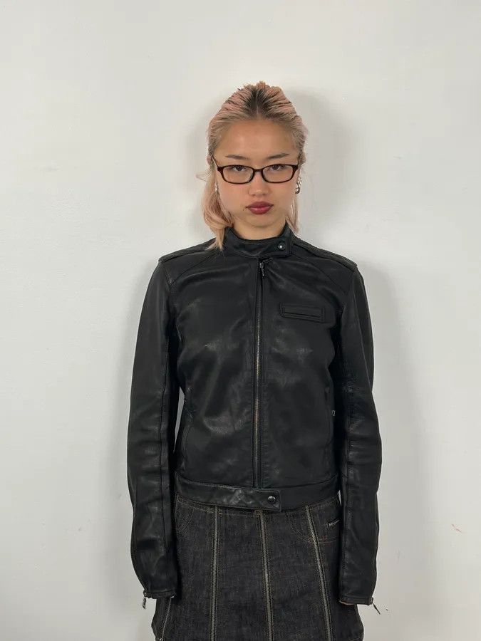 Prada 2000s Prada Black Biker Leather Jacket Size S / US 4 / IT 40 - 2 Thumbnail