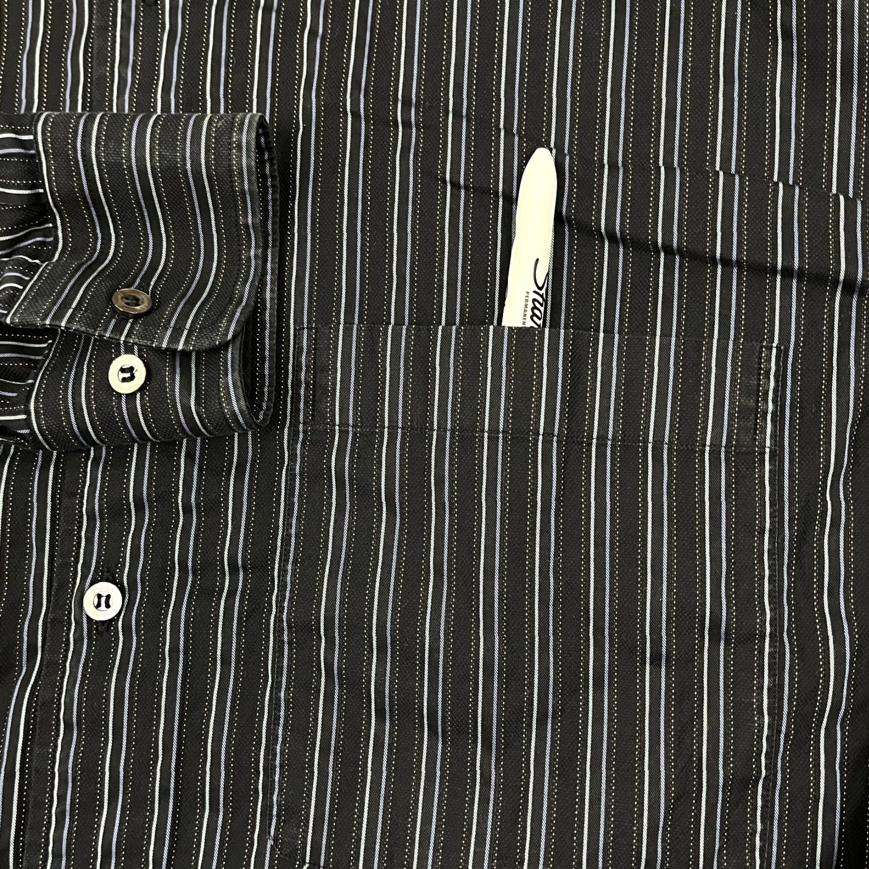 Brioni Brioni For Neiman Marcus Shirt Mens L Multi Black Striped Dress Button Up Italy Size 42R - 4 Thumbnail