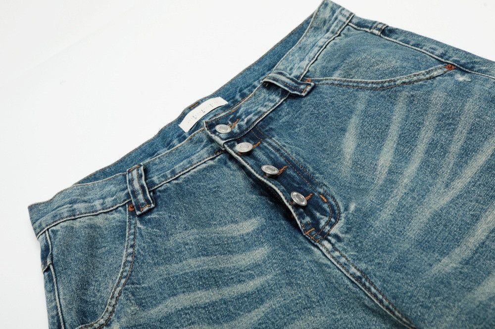 Japanese Brand × Jean Men's loose distressed straight-leg ripped washed jeans Size US 32 / EU 48 - 3 Thumbnail