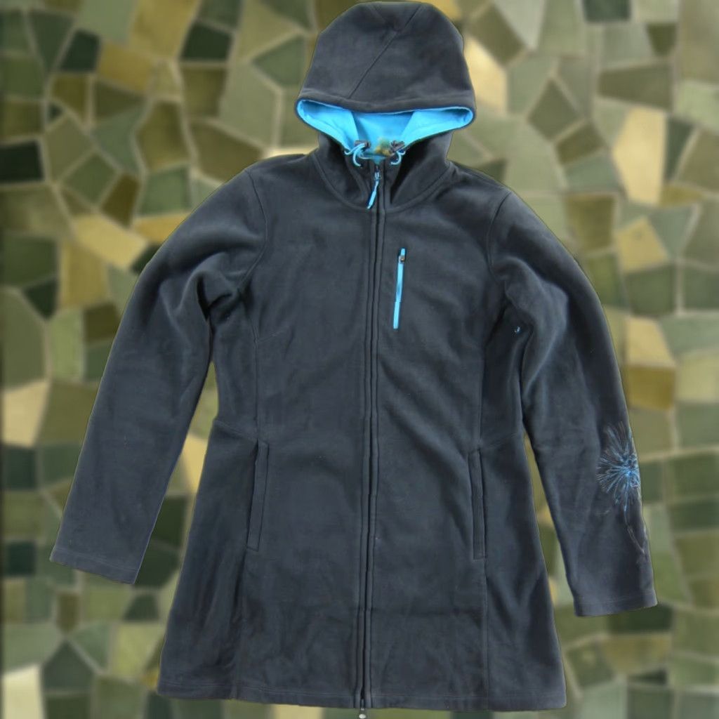 Athleta Athleta Coat Shirt M Womens Trench Blue Floral Embroidered Long Hooded Full Zip Size M / US 6-8 / IT 42-44 - 1 Thumbnail
