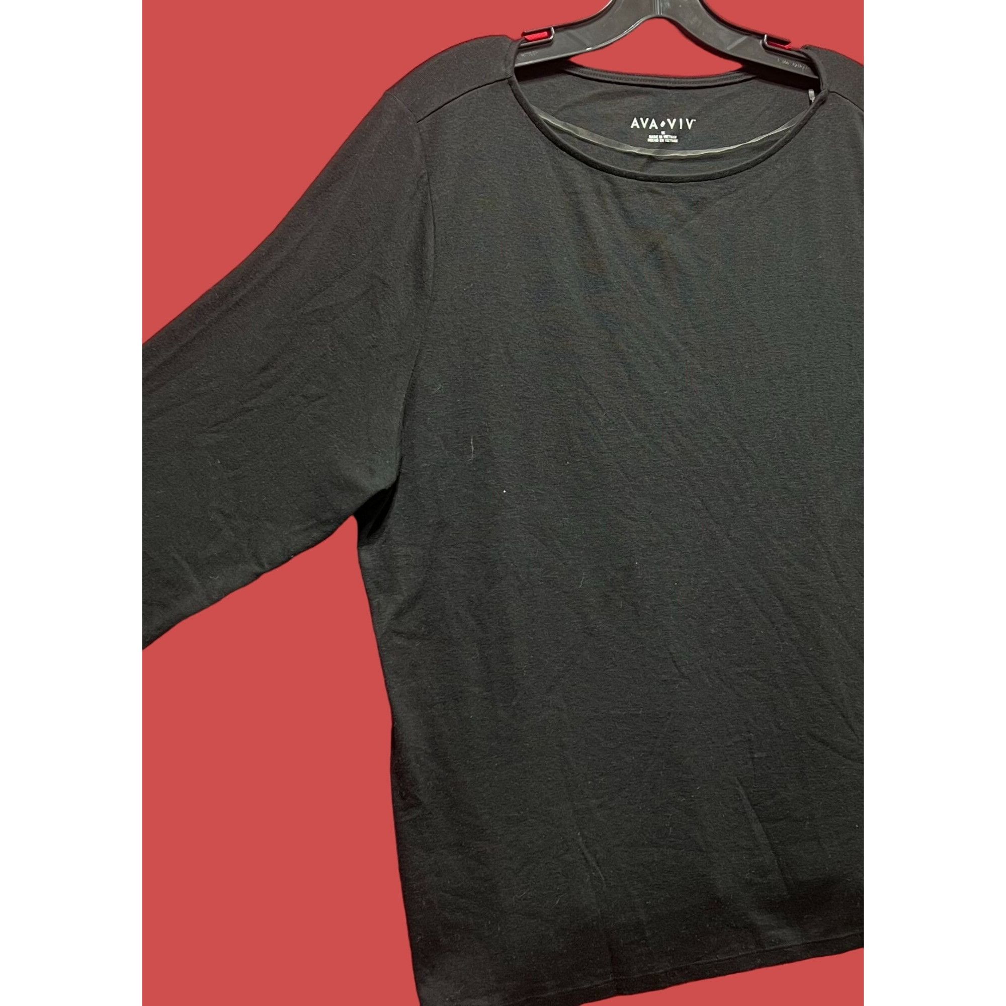 Other Ava & Viv - Women's 3/4 Sleeve Tunic T-Shirt - Black - 1X Size XL / US 12-14 / IT 48-50 - 16 Thumbnail