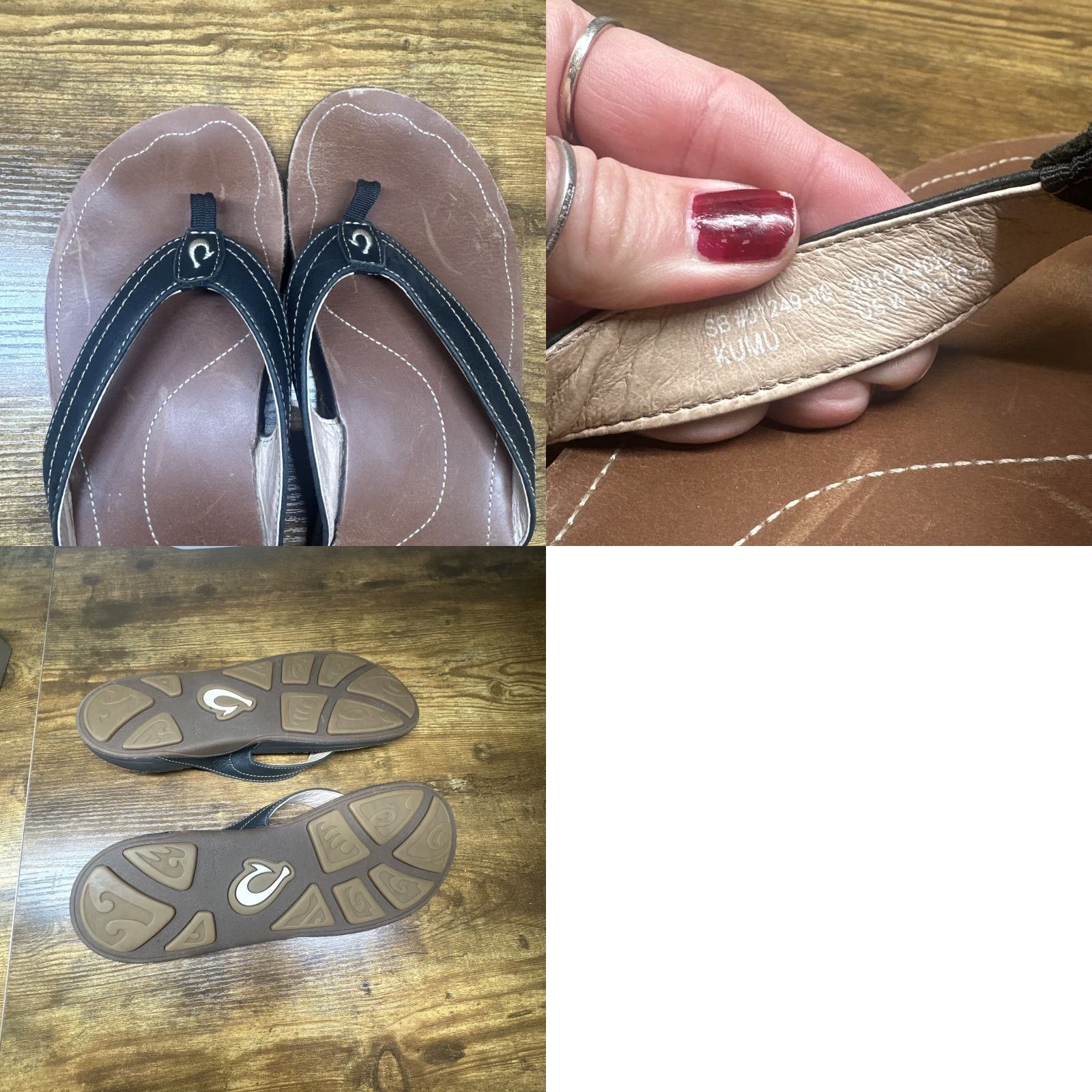 Olukai OluKai Sandal Women Black Leather Thong Flip Flop 10 Casual Beach Vacation Women's Shoes Size US 10 / IT 40 - 8 Thumbnail