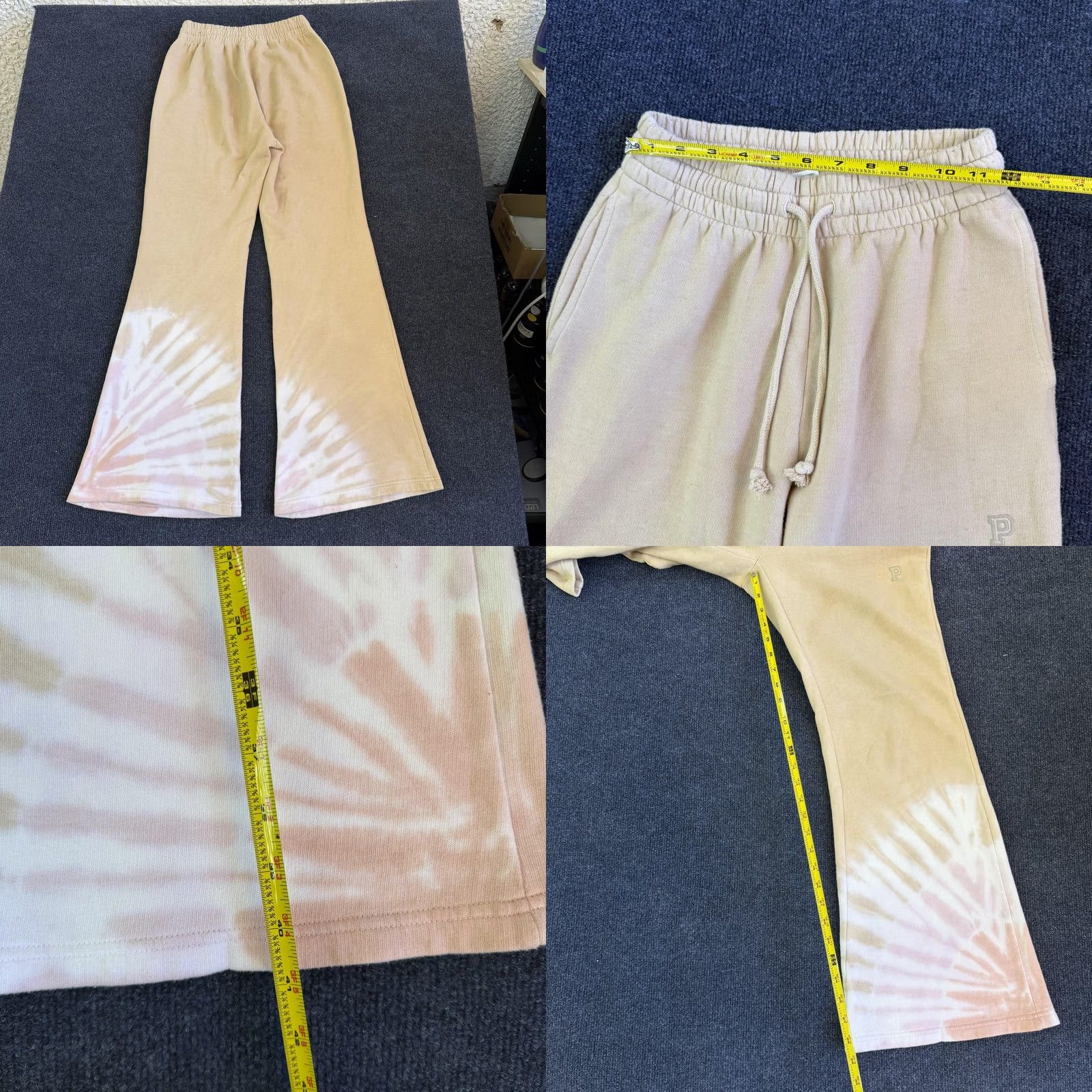 Vintage PINK Victoria's Secret Sweatpants Womens XS Beige Fleece Lounge Pants Flare Leg Casual Size 26" / US 2 / IT 38 - 8 Thumbnail