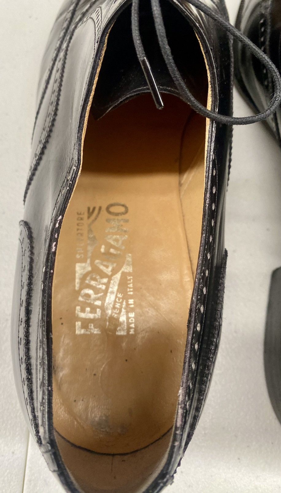 Salvatore Ferragamo Ferragamo 🇮🇹 Nero wingtip brogue oxfords 11 D VGC esquire Size US 11 / EU 44 - 2 Thumbnail