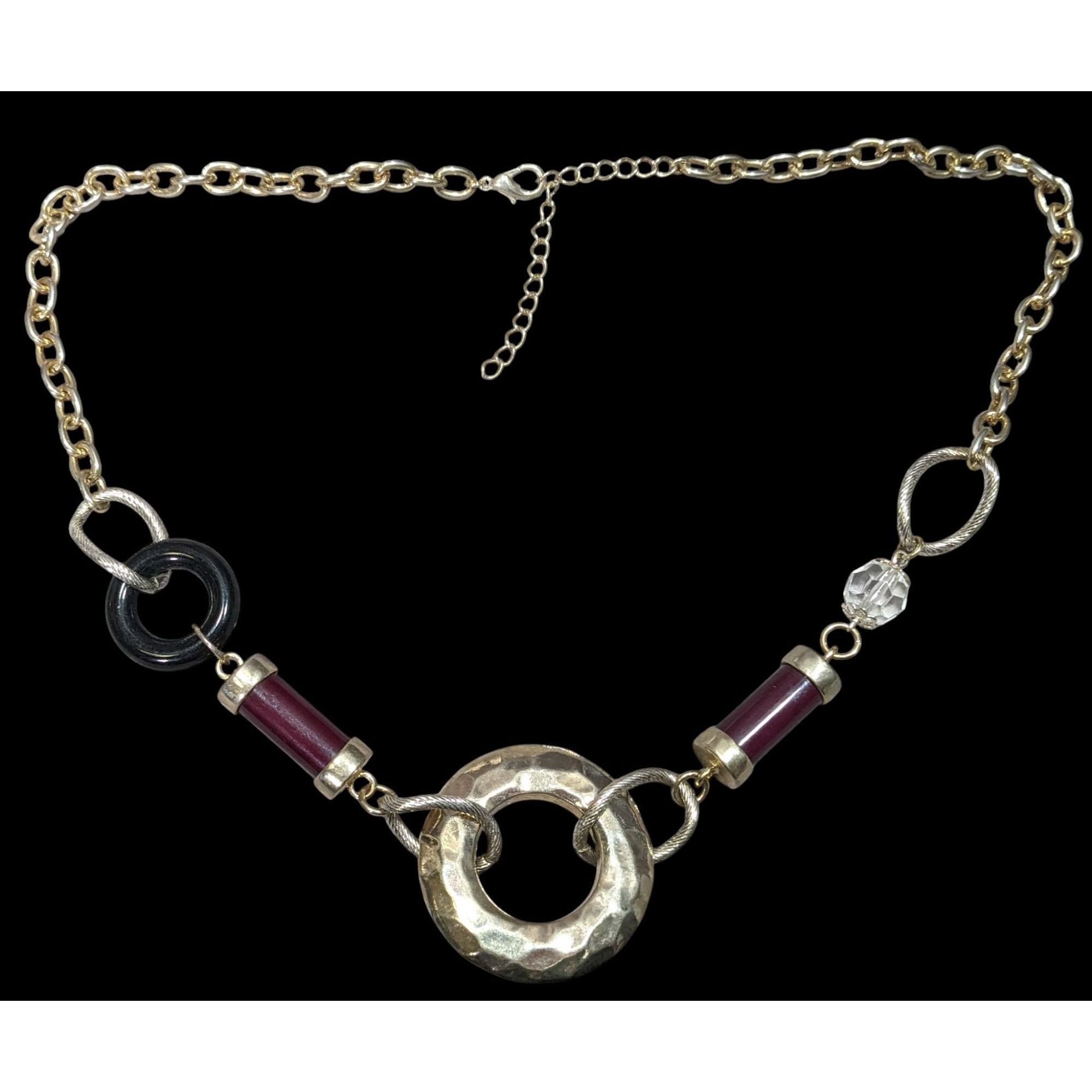 Other Abstract Chunky Brutalist Necklace With Hammered Circle Pend Size ONE SIZE - 1 Thumbnail