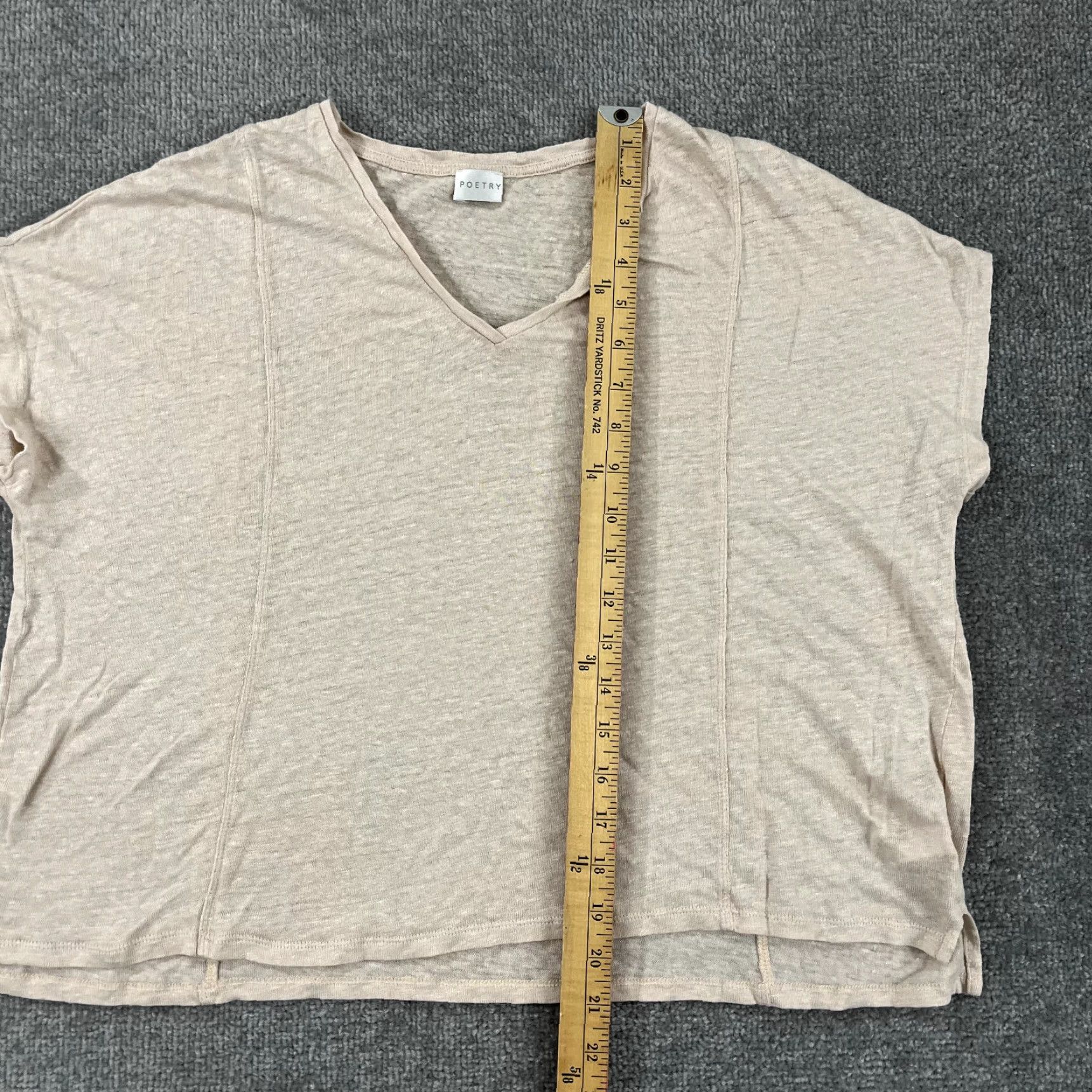 Vintage POETRY Shirt Womens Blouse Pink Linen V-Neck 100% Linen Top Casual Workwear Shirt Women UK 14 US 10, Regular Fit Size L / US 10 / IT 46 - 4 Thumbnail