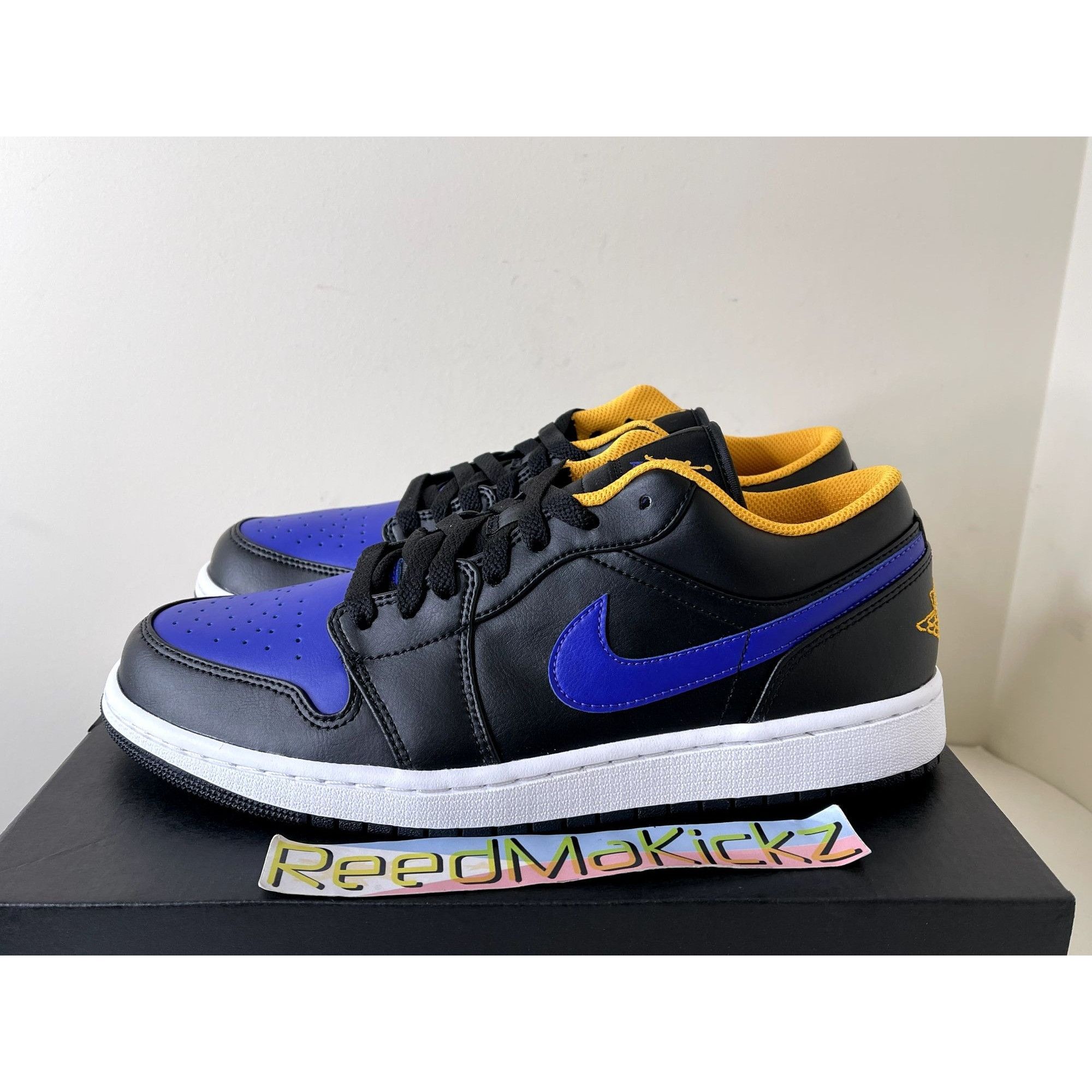 image of Jordan Brand 1 Low Lakers Dark Concord Mens 11Us Shoes in Black