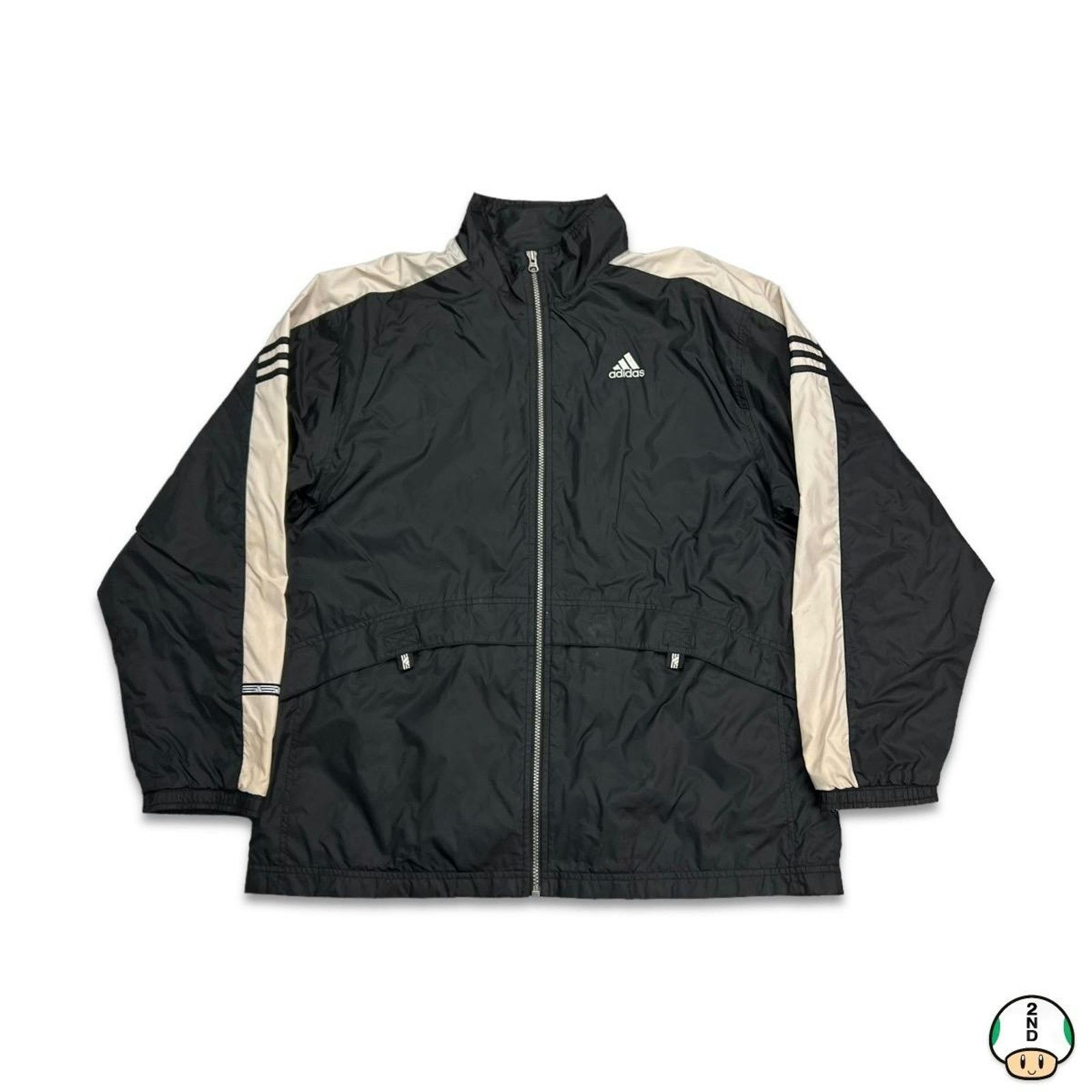 Adidas × Vintage Adidas Jacket Medium Stripe Spell Out Bomber 90s Windbreaker Size US M / EU 48-50 / 2 - 1 Thumbnail