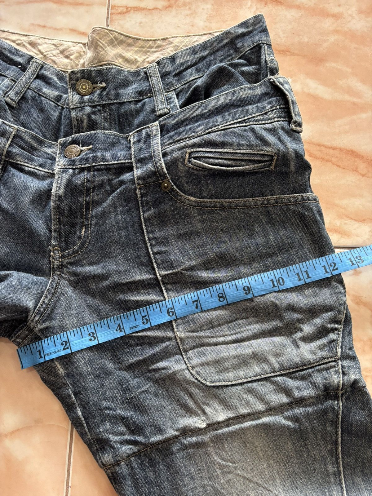 If Six Was Nine PPFM Double Waist Distressed Denim Jean Size US 33 - 21 Thumbnail