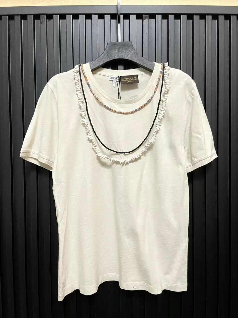 Loewe LOEWE Short sleeve polo, silk + satin + cotton linen high Size L / US 10 / IT 46 - 1 Thumbnail