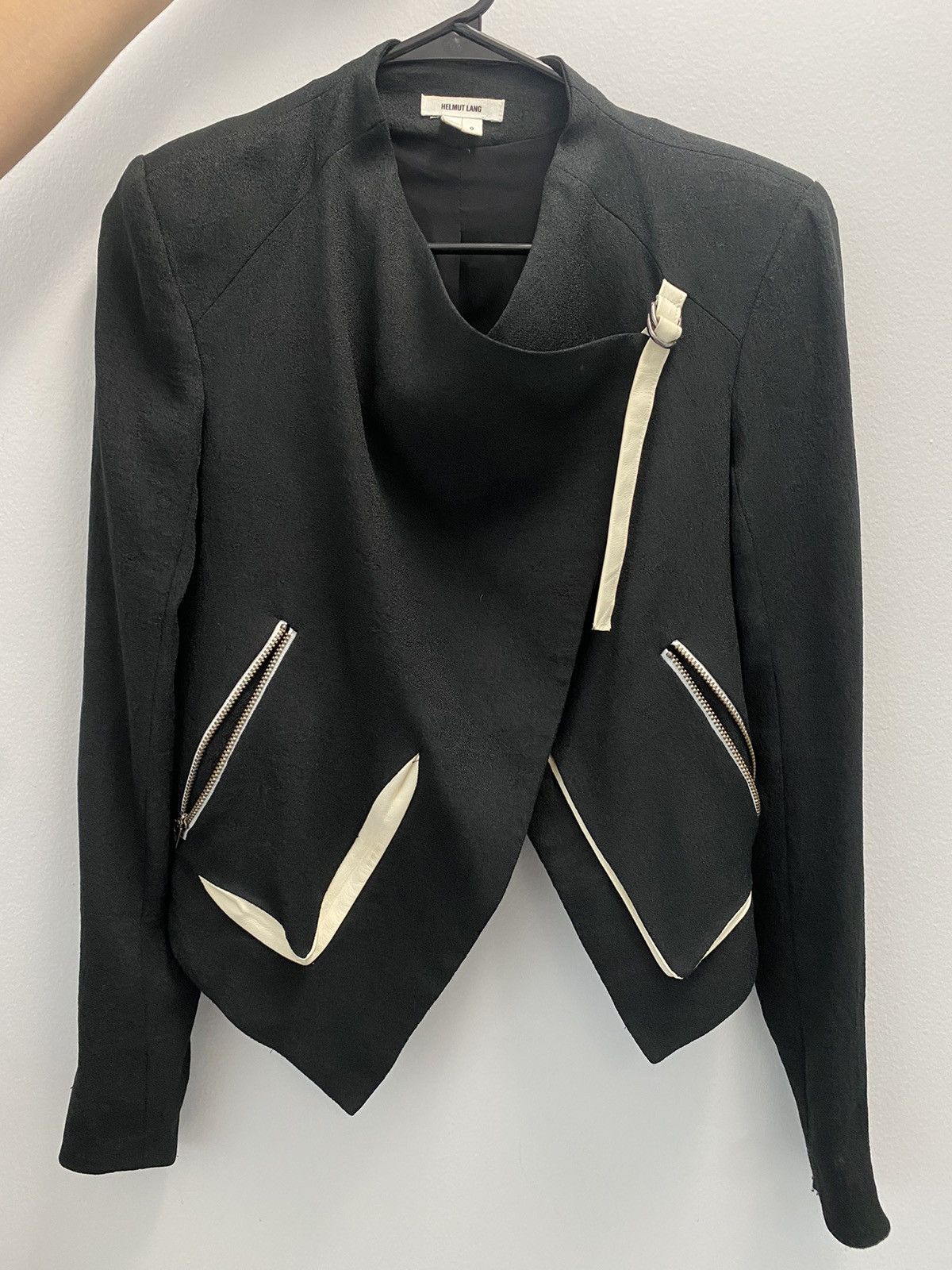 ジャケット・アウター HELMUT LANG asymmetry coat Helmut Lang Black Asymmetric Zip Jersey Knit Jacket Size