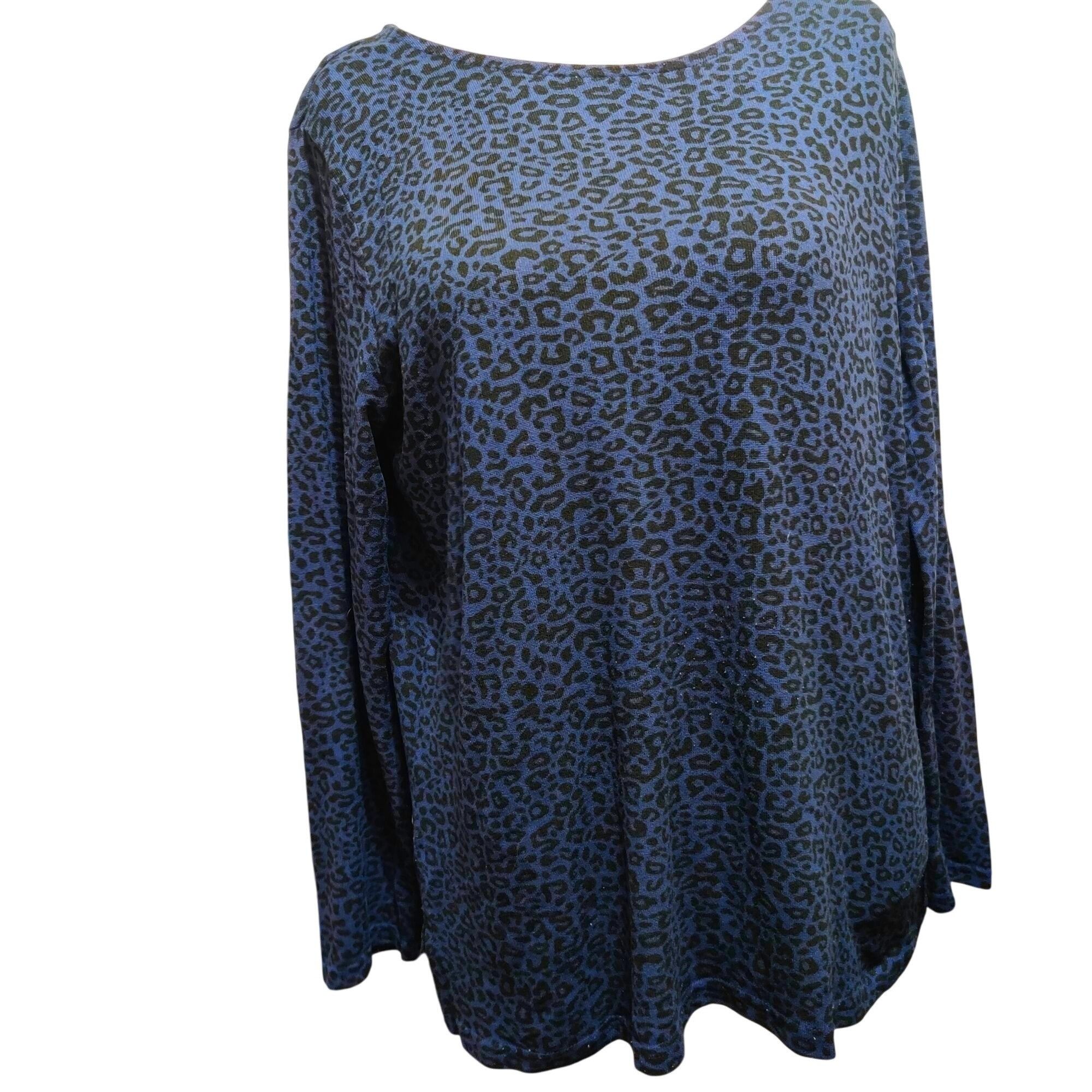 Other Mario Serrani Italy L Blue Black Leopard Print Long Sleeve S Size L / US 10 / IT 46 - 1 Thumbnail