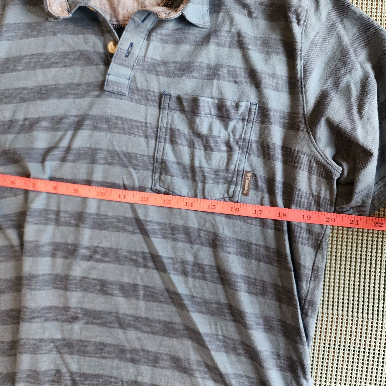 Columbia Columbia Men's Medium Blue Striped Polo Hiking Shirt Size US M / EU 48-50 / 2 - 3 Thumbnail