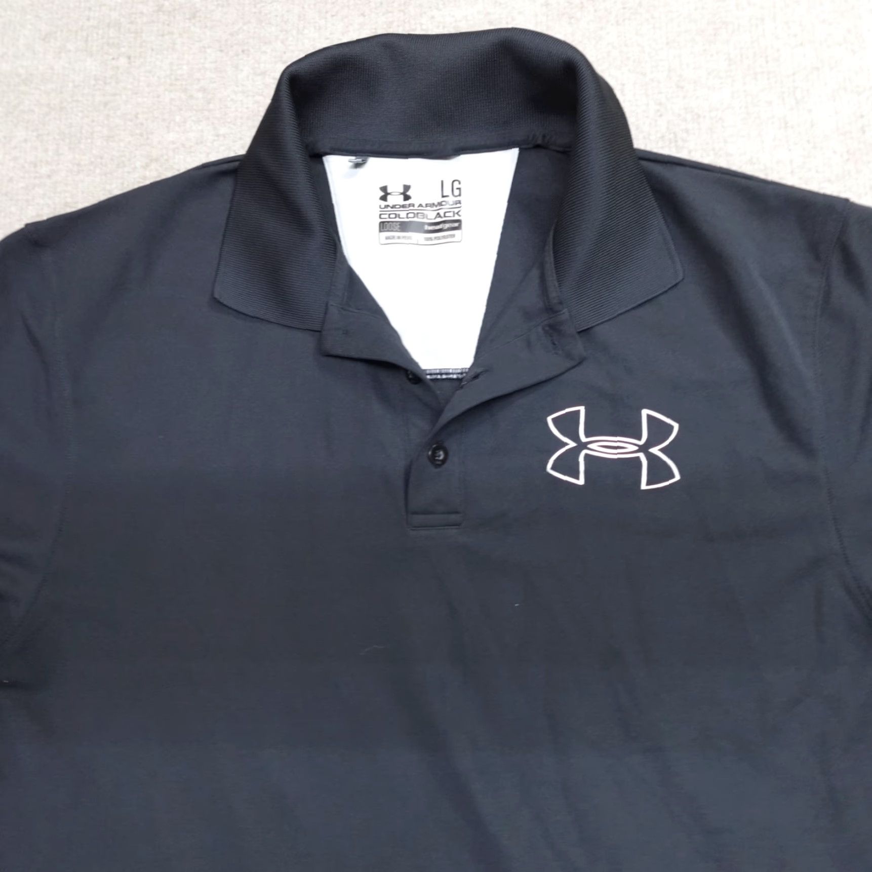 Under Armour Under Armour Polo Black Large Performance ColdBlack Polo Men's L Black Polo Short Sleeve Solid Breathable Golf HeatGear Regular Mens Size US L / EU 52-54 / 3 - 2 Thumbnail