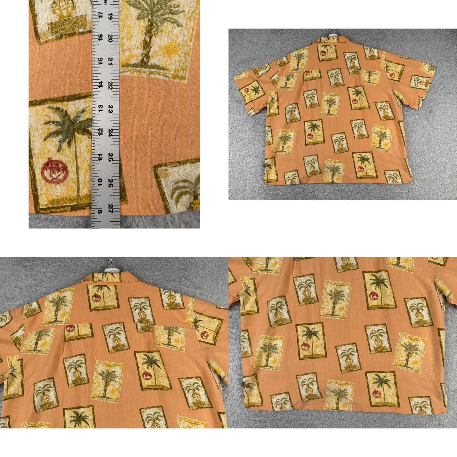 Vintage Joe Marlin Shirt Mens 2XL XXL Hawaii Orange Postcard Print Palm Tree Rayon Blend Size US XXL / EU 58 / 5 - 9 Thumbnail
