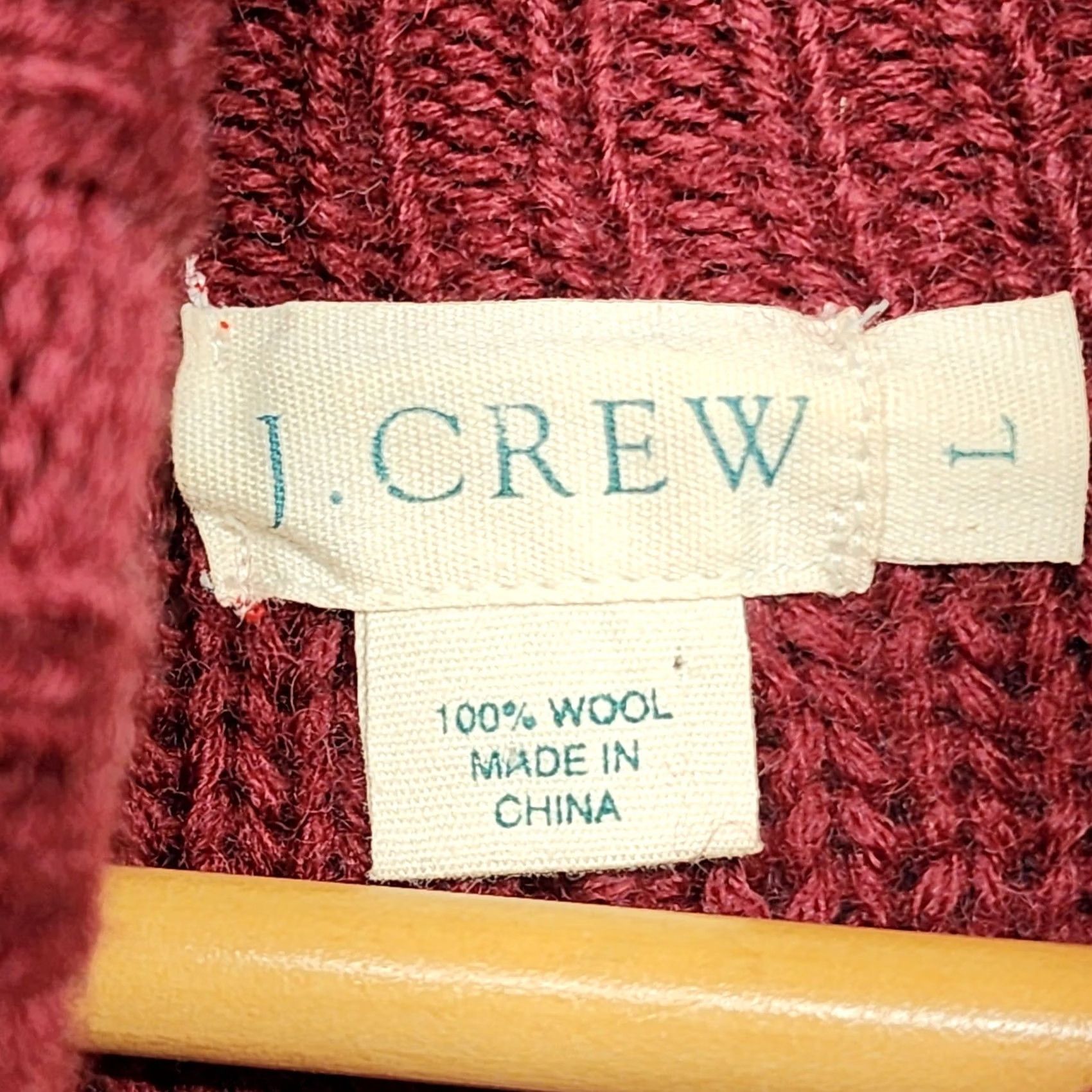 J.Crew J. Crew Cable Knit Turtleneck Sweater Womens Large 100% Wool Burgundy Fisherman Pullover Swing Knit Long Sleeve Wool Mens Womens Girls Boys Size L / US 10 / IT 46 - 3 Thumbnail