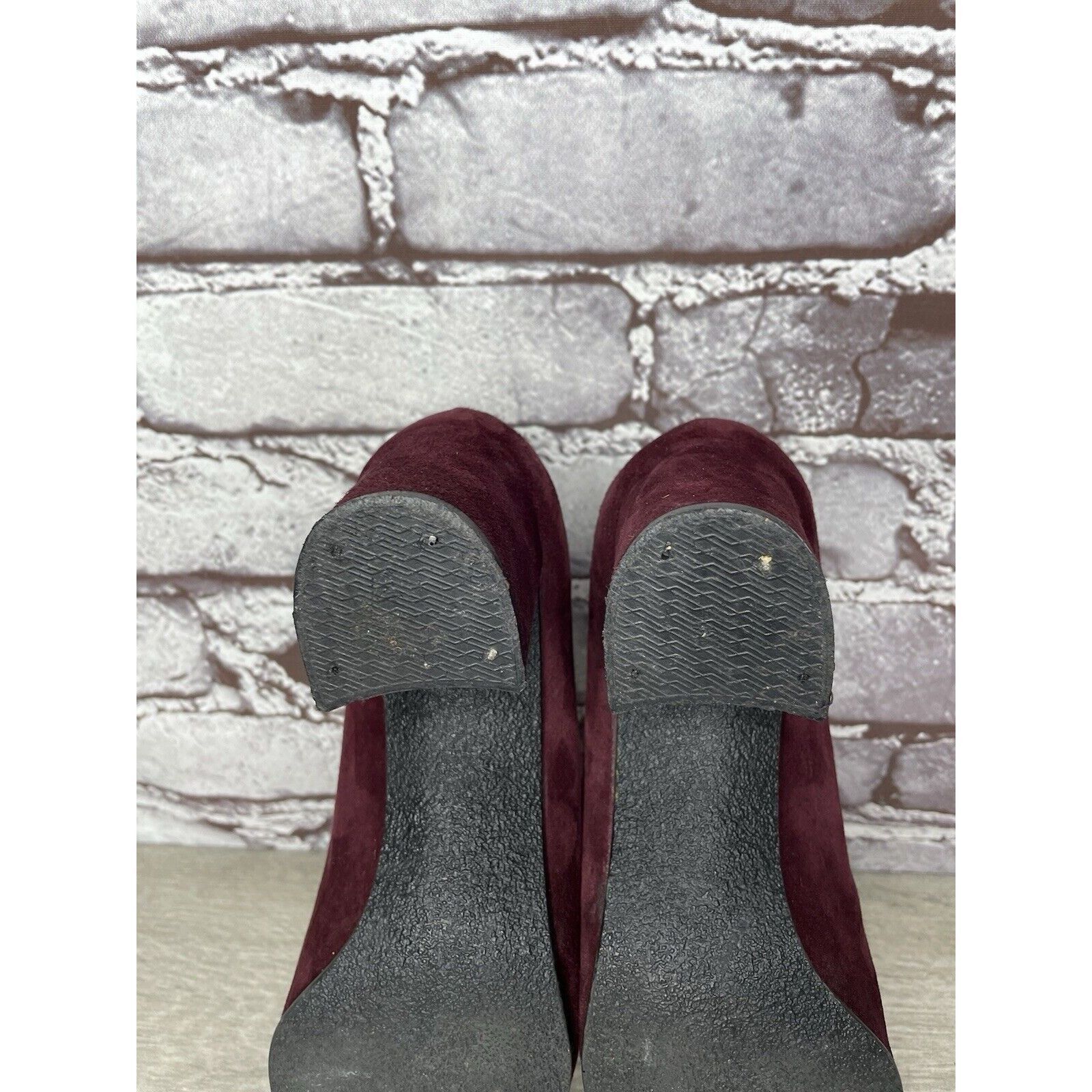 Other David Aaron Burgundy Maroon Suede Leather Round High Heels W Size US 6.5 / IT 36.5 - 9 Thumbnail
