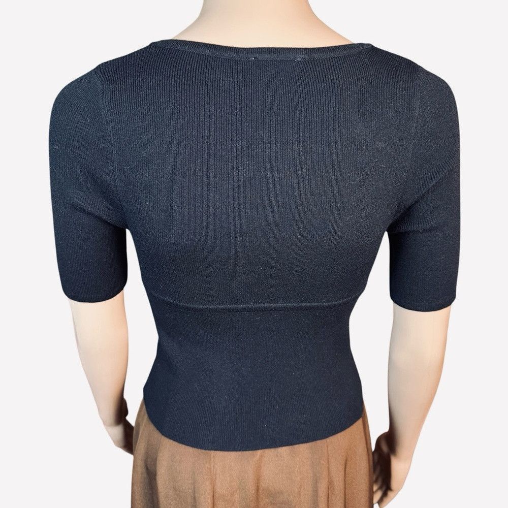 Free People New Free People Teagan Swit Short Sleeve Black Knit Top Siz Size XS / US 0-2 / IT 36-38 - 6 Thumbnail