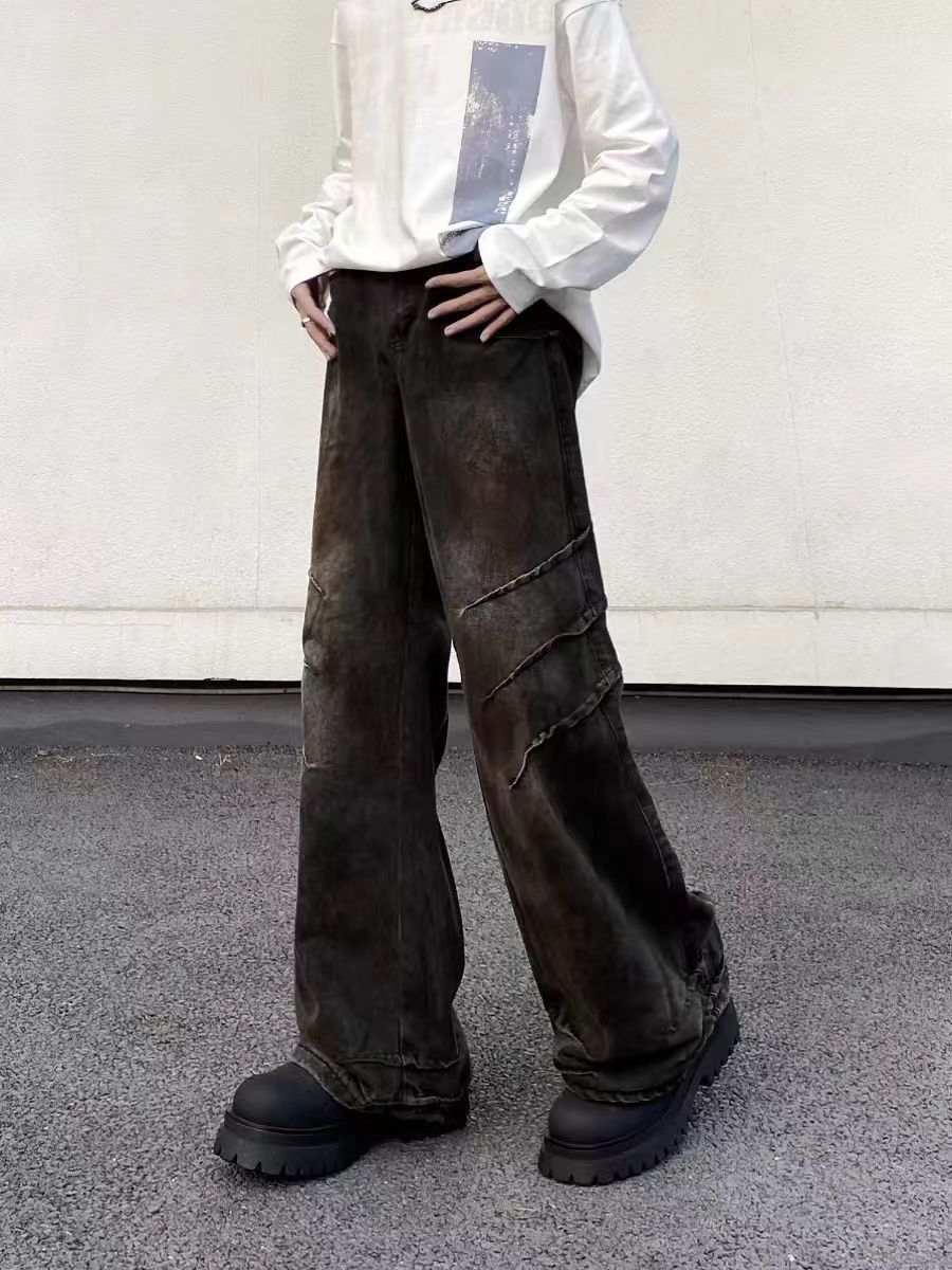 Japanese Brand × Jean Aged wash vintage scratched design baggy jeans Size US 34 / EU 50 - 2 Thumbnail