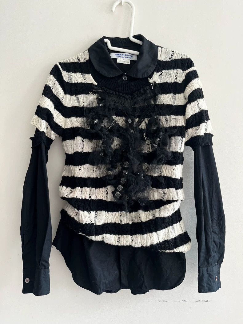 Comme des Garcons Comme des Garçons Striped Knit Short Sleeve - dmc Size US S / EU 44-46 / 1 - 1 Thumbnail