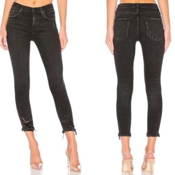 Agolde Agolde Black Sophie High Rise Skinny Crop Jeans 26