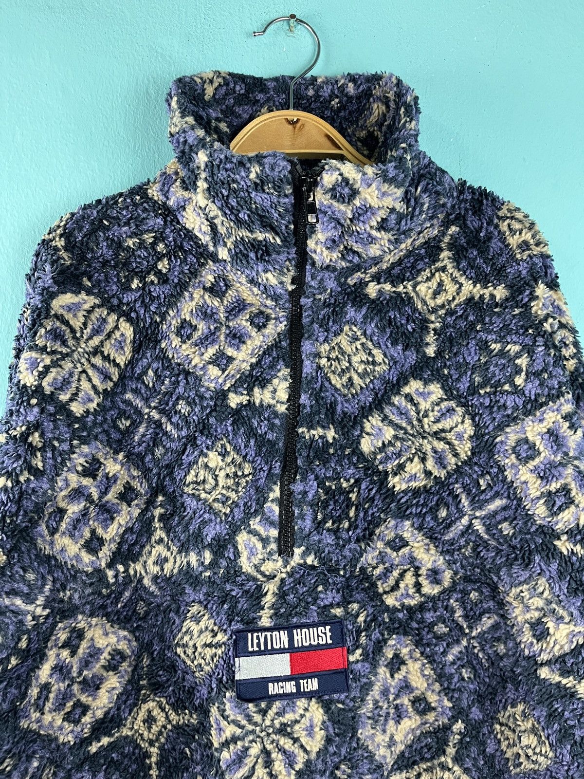 Vintage Vintage LEYTON HOUSE Racing Team Fleece Native Half Zip Size US XL / EU 56 / 4 - 3 Thumbnail
