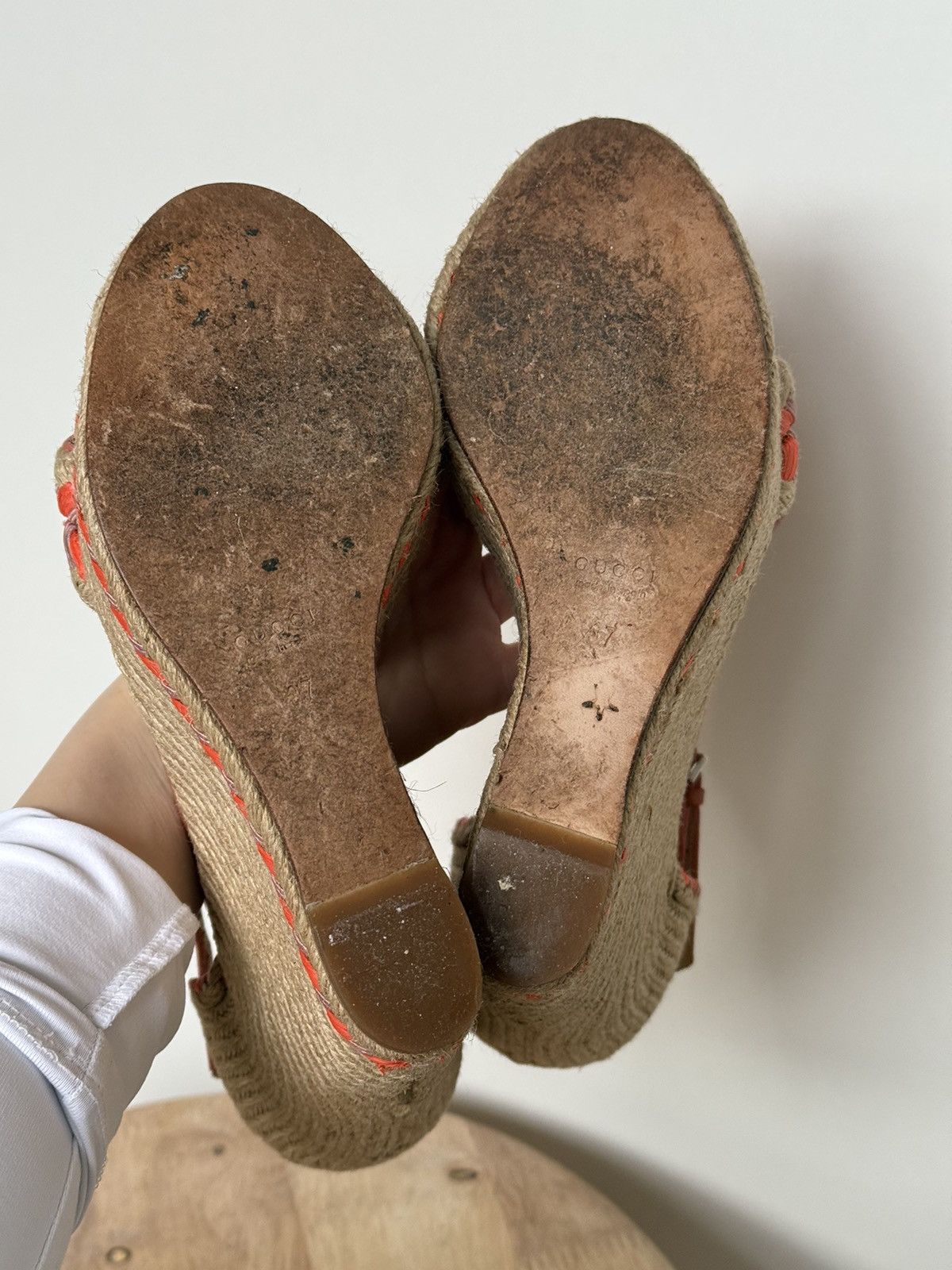 Gucci Gucci Espadrilles Wedges Sandals Coral Orange Size US 7 / IT 37 - 8 Thumbnail