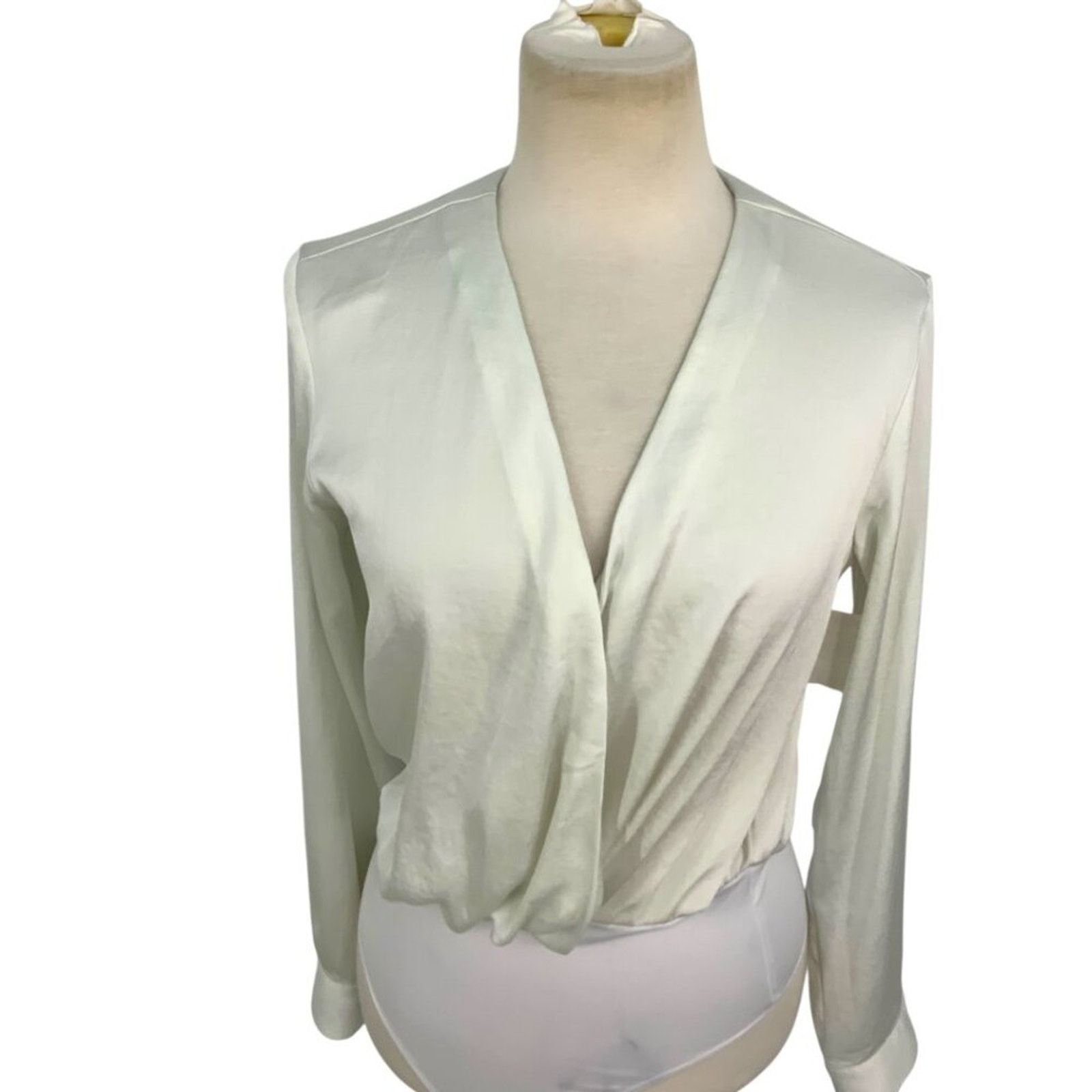 Other Open Edit Wrap Bodysuit Long Sleeve Ivory XS NWOT $59 NWOT Size XS / US 0-2 / IT 36-38 - 5 Thumbnail