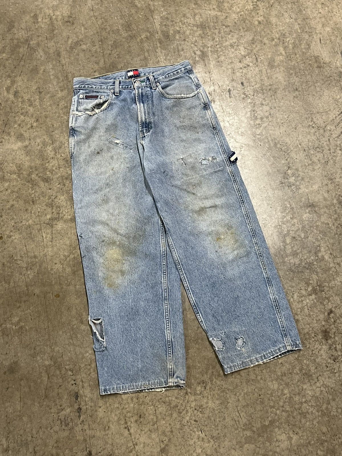 Tommy Hilfiger × Vintage Tommy Hilfiger y2k baggy fit denim carpenter thrashed skater Size US 32 / EU 48 - 5 Thumbnail