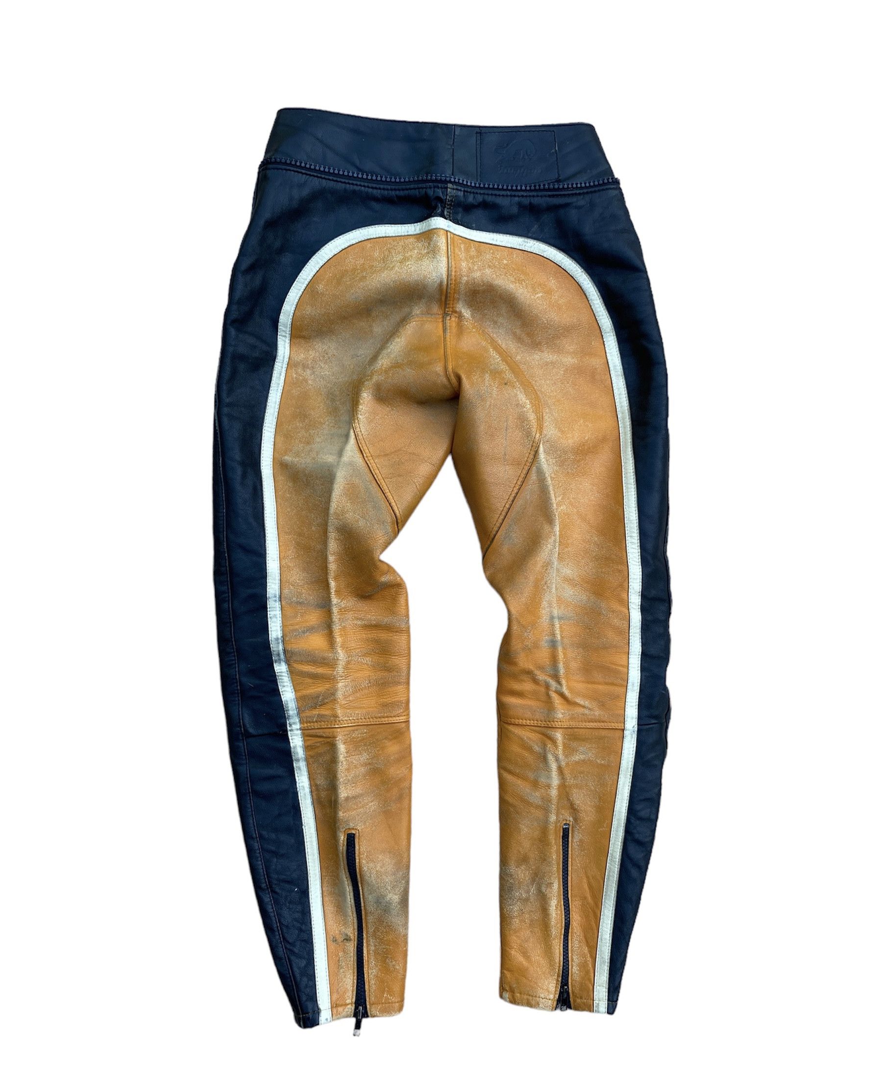 Genuine Leather Vintage 70s Furygan Moto Racing Distressed Leather Pants Size US 29 - 4 Thumbnail