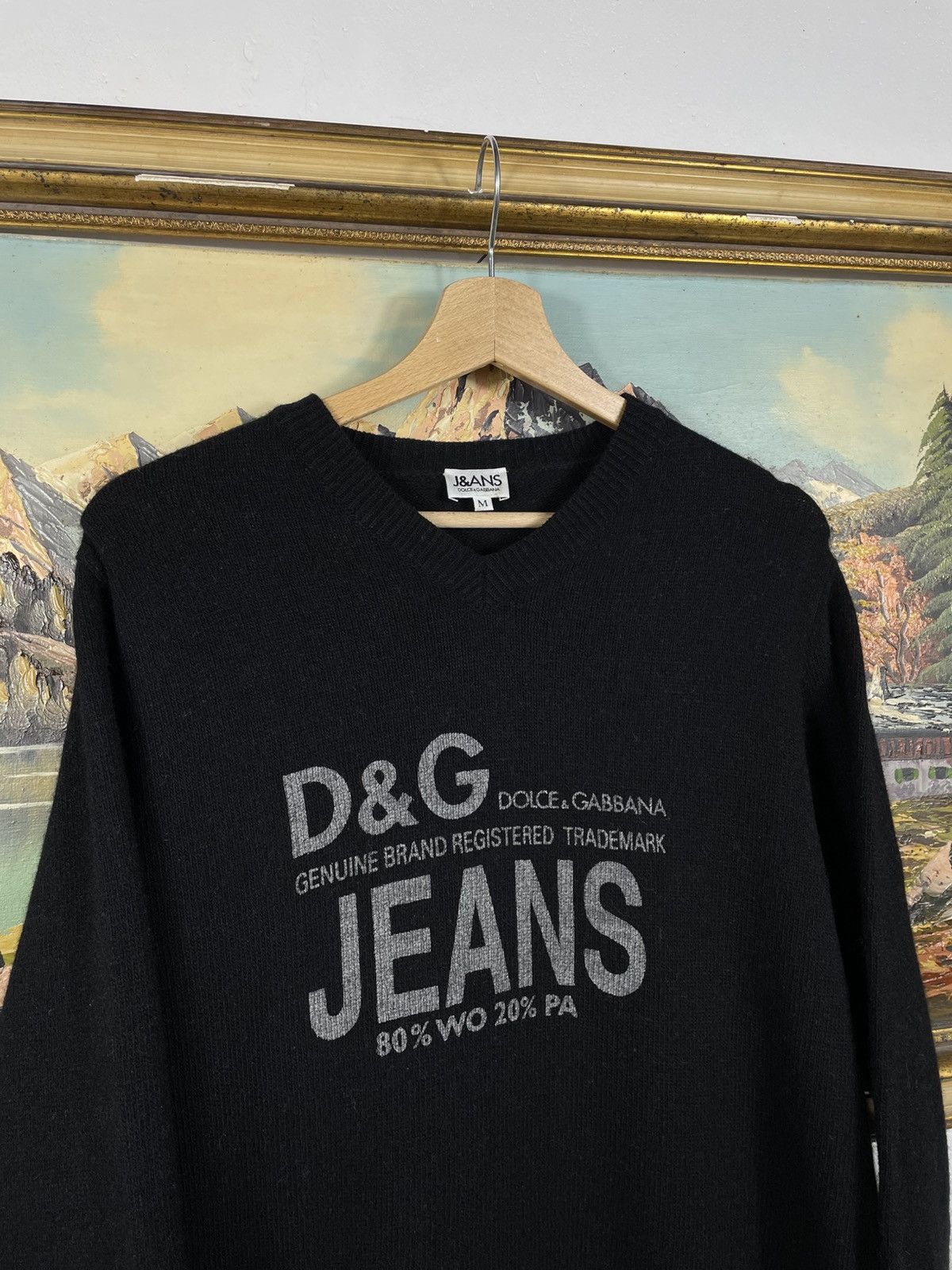 Dolce & Gabbana × Vintage Dolce&Gabbana D&G Jeans Retro 00s V-Neck Knit Jumper Pull Size M / US 6-8 / IT 42-44 - 4 Thumbnail