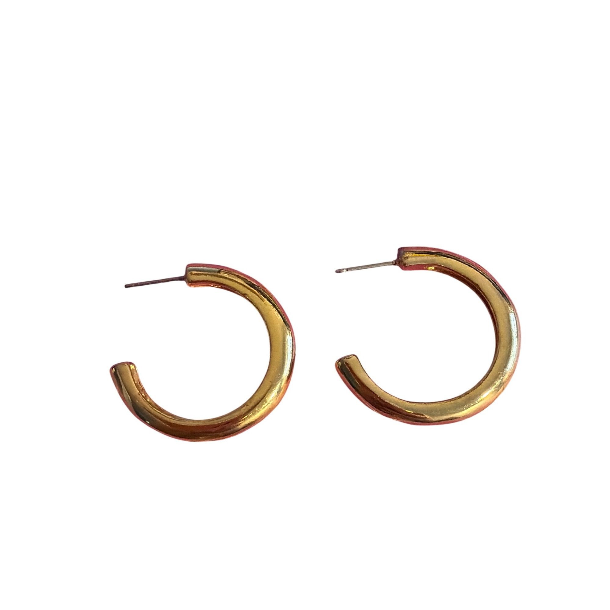 Other Gold Tone Hoop Earrings Pierced Vintage 1" Across Estate Cla Size ONE SIZE - 3 Thumbnail