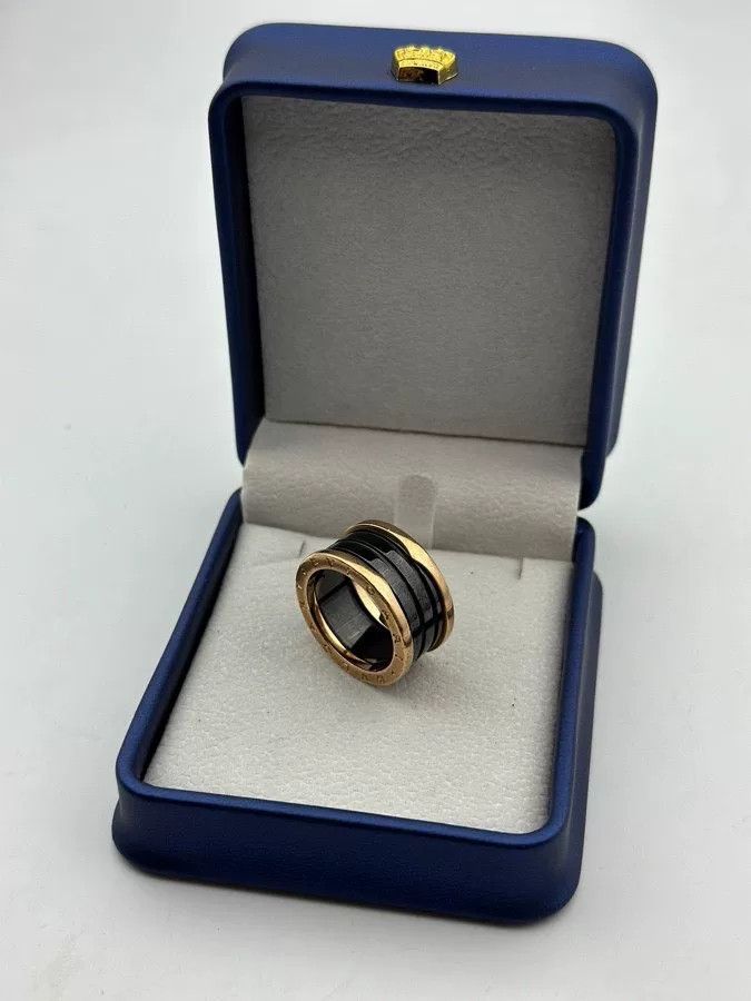 Bvlgari Bulgari Black Ceramic Rose Gold Ring Size ONE SIZE - 1 Thumbnail
