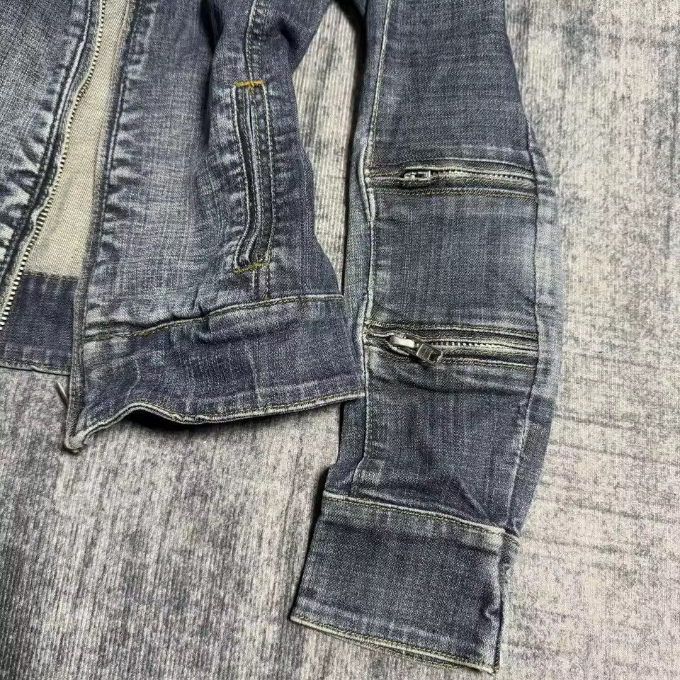 Jean Vintage Retro Style Gothic Zipper Denim Jacket Y2k Size S / US 4 / IT 40 - 4 Thumbnail