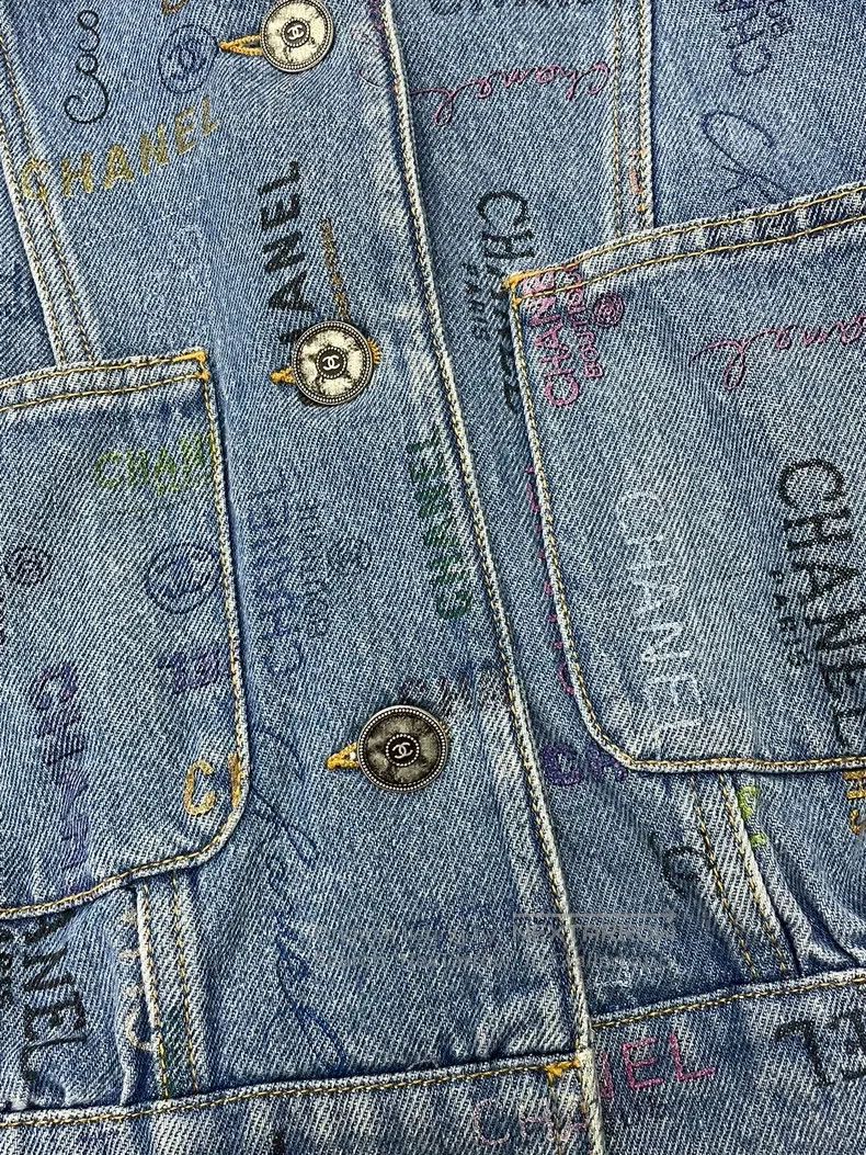 Chanel Chanel Blue letter logo graffiti denim jacket Size XS / US 0-2 / IT 36-38 - 2 Thumbnail