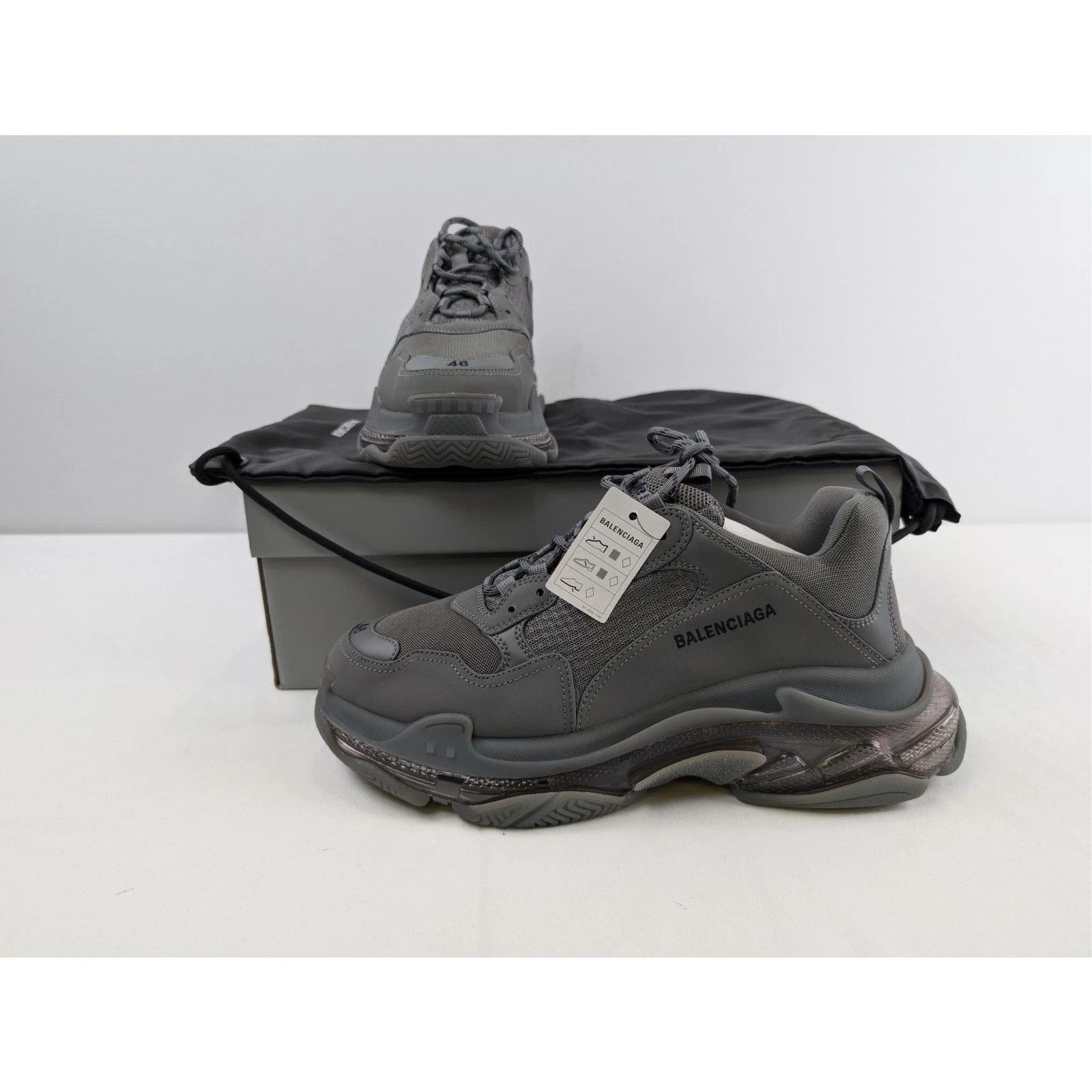 Balenciaga o1rshd1 Clear Sole Leather Free Triple S Sneakers Dark Grey Size US 12 / EU 45 - 20 Thumbnail