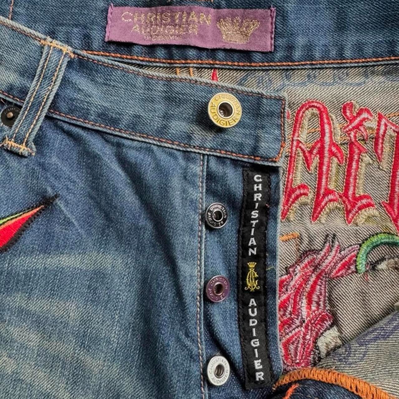 Christian Audigier × Ed Hardy Christian Audigier Skull Rose Jeans Size US 36 / EU 52 - 6 Thumbnail