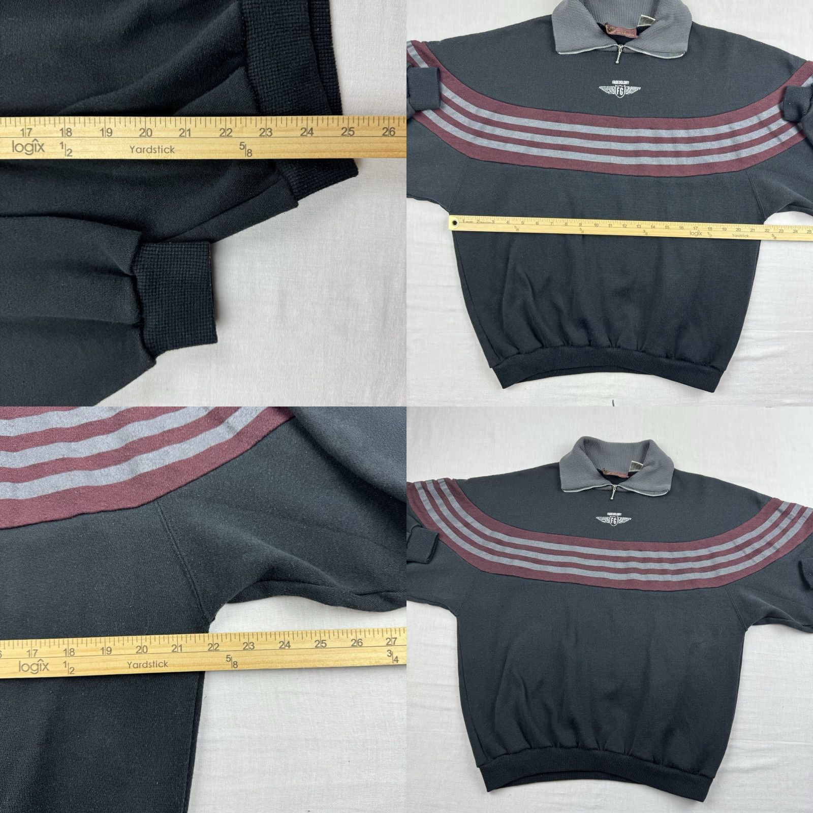 Faded Glory VINTAGE Faded Glory Sweatshirt Adult Medium Black Collar Quarter Zip 80s Aviation Mens Size US M / EU 48-50 / 2 - 8 Thumbnail