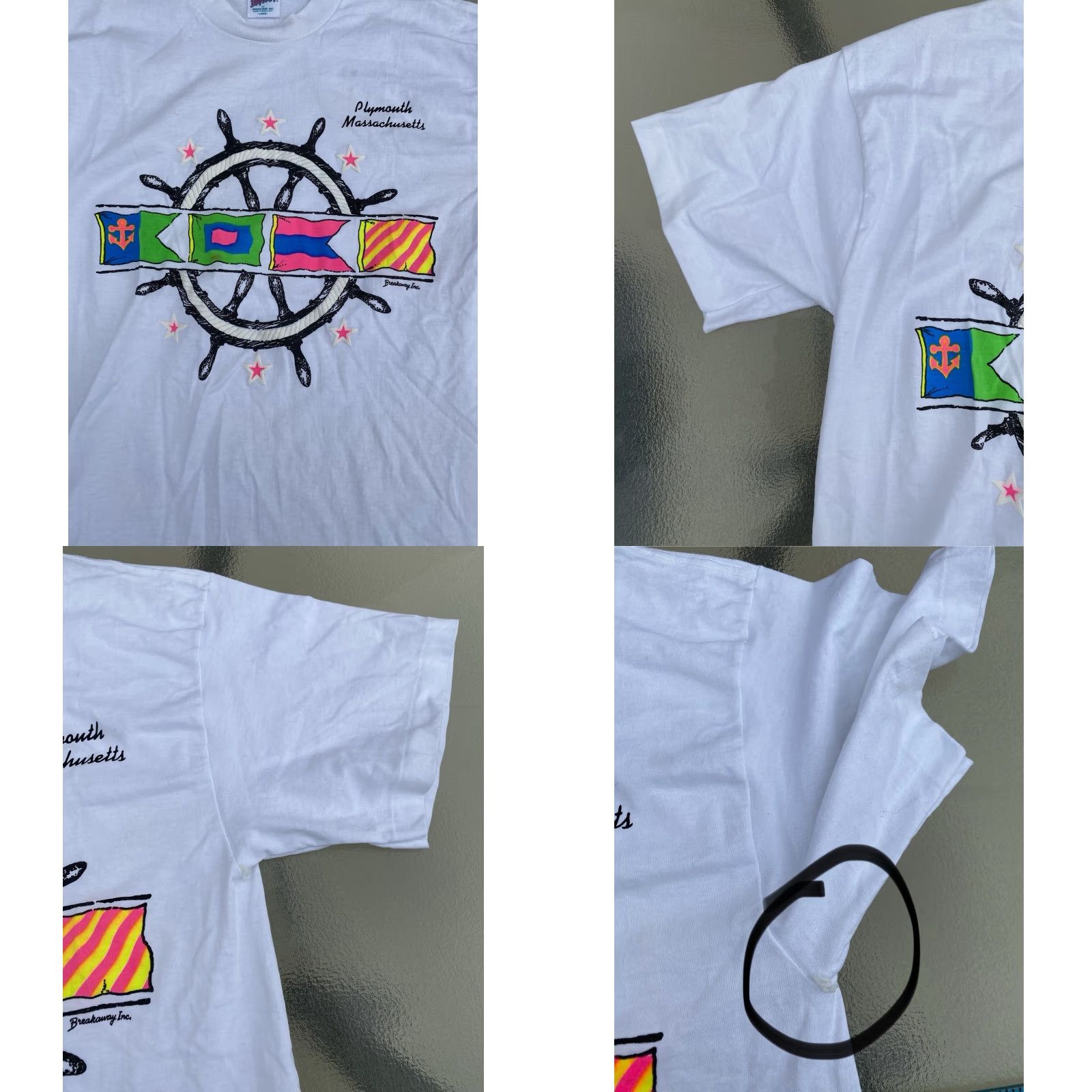 Nautica VINTAGE Bravo By Breakaway Inc T-Shirt Nautical White L Mens Plymouth Massachusetts Neon Graphics Tee Shirt Size US L / EU 52-54 / 3 - 9 Thumbnail
