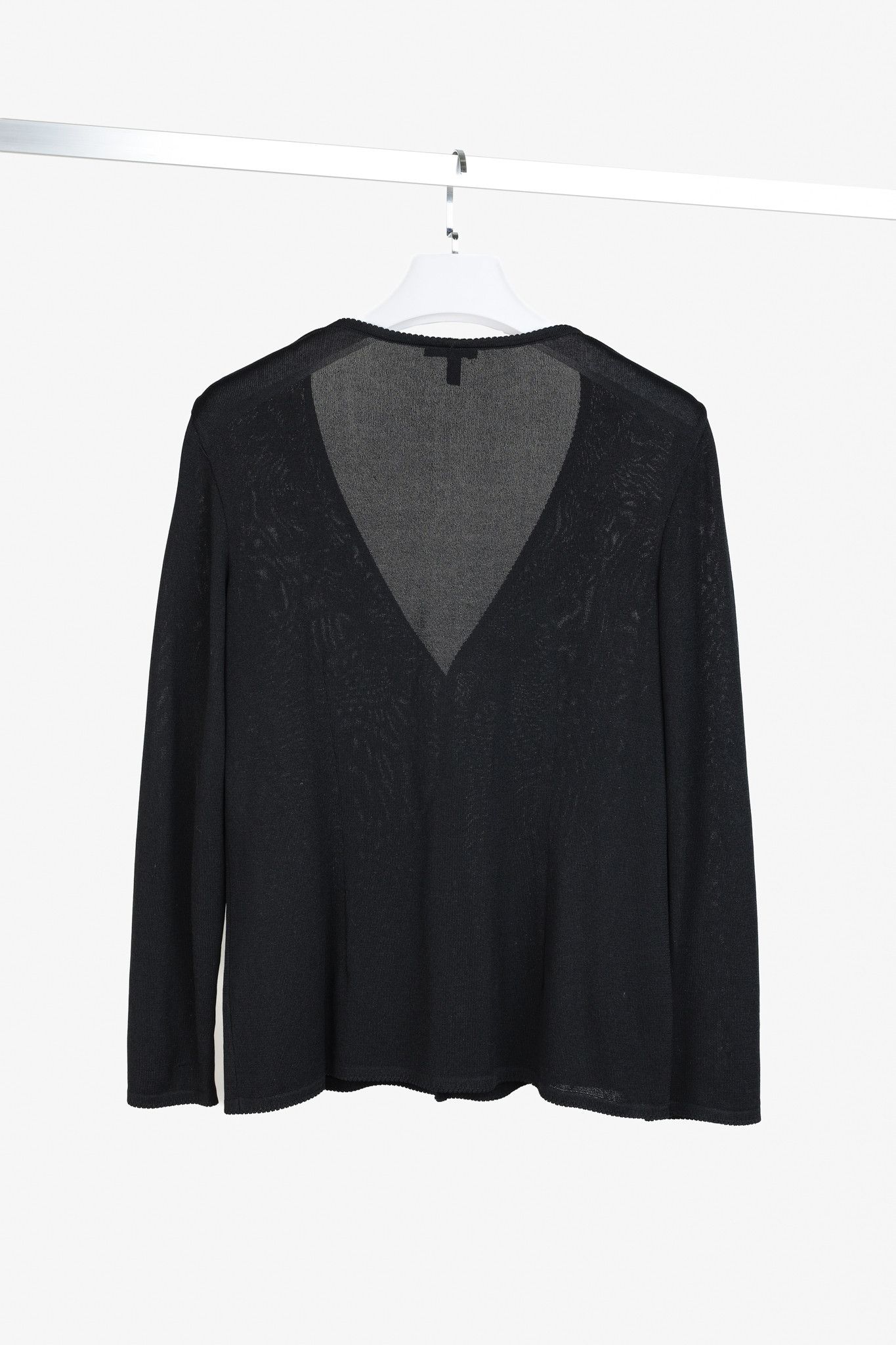 Escada Escada Black Floral Embroidered Deep V Cardigan Size S / US 4 / IT 40 - 2 Thumbnail