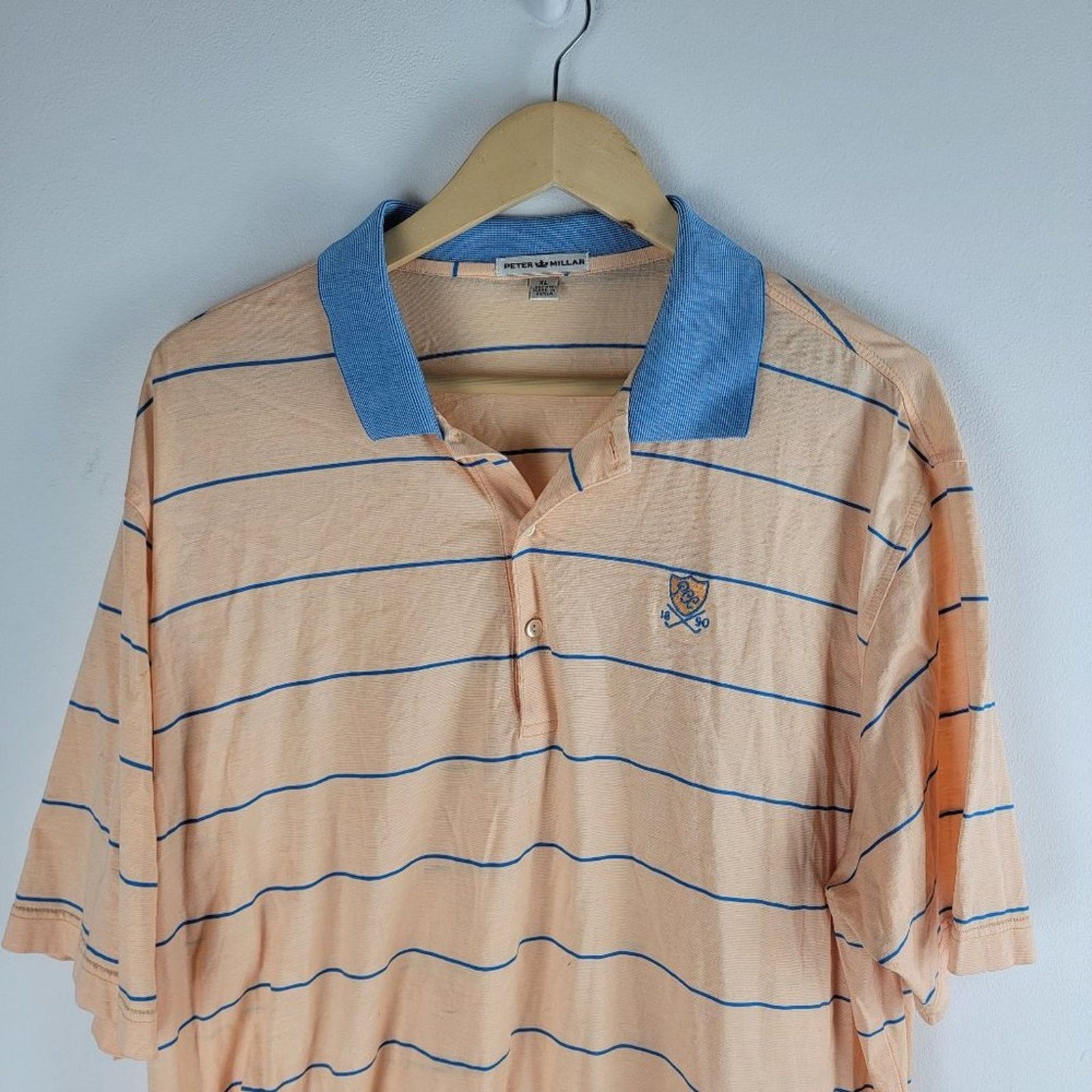 Peter Millar Peter Millar Golf Polo Shirt Short Sleeve Orange Striped Size US XL / EU 56 / 4 - 3 Thumbnail