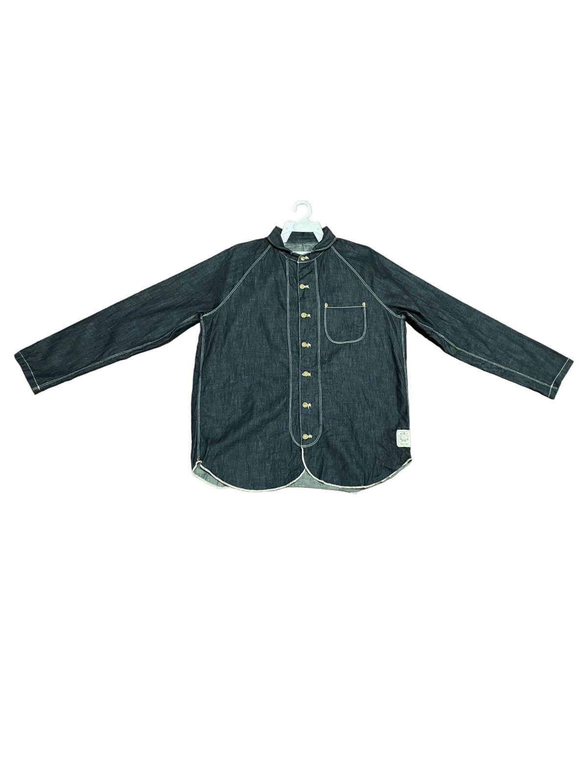 Japanese Brand Japan Made Chairmade Denim Military Shawl Collar Shirts Size US L / EU 52-54 / 3 - 8 Thumbnail