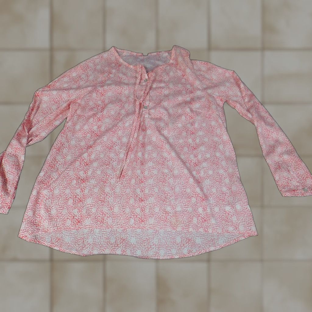 Vintage Misoka Womens Shirt L Red pullover dots Crew Neck Short Sleeve Cotton Blend Blouse Casual Vintage? No. (But ensure no extra). Size L / US 10 / IT 46 - 1 Thumbnail