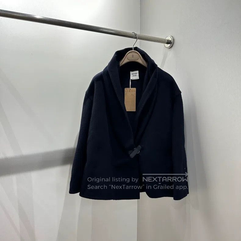 Hermes Hermes Leather Trimmed Cashmere Coat Short Trench Size XXS / US 00 / IT 34 - 1 Thumbnail